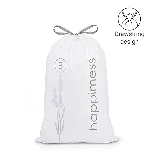 happimess 5.3 Gallon Drawstring Trash Bags, Lavender Scent, Heavy Duty MDPE