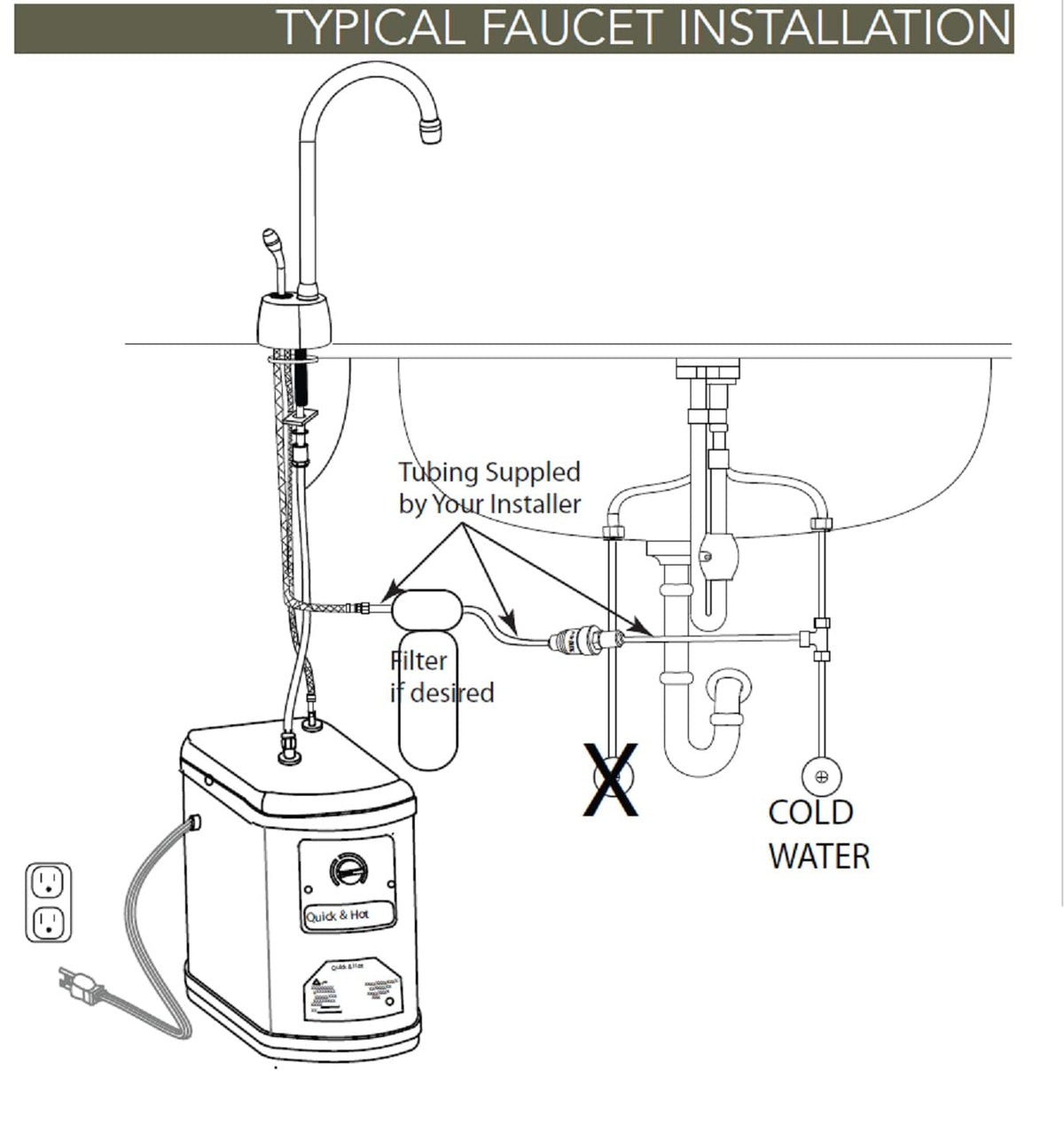 Westbrass D271H-26 Velosah 9" 1-Handle Hot Water Dispenser Faucet with Thermostatic Hot Water Tank, Polished Chrome