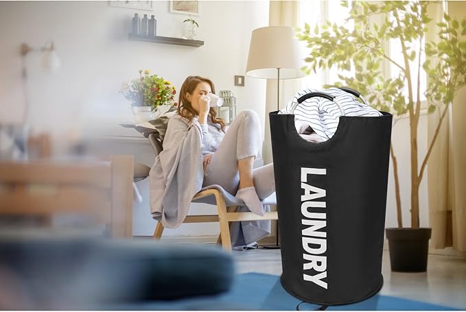 125L X-Large Laundry Basket, Freestanding Tall Clothes Hamper, Collapsible