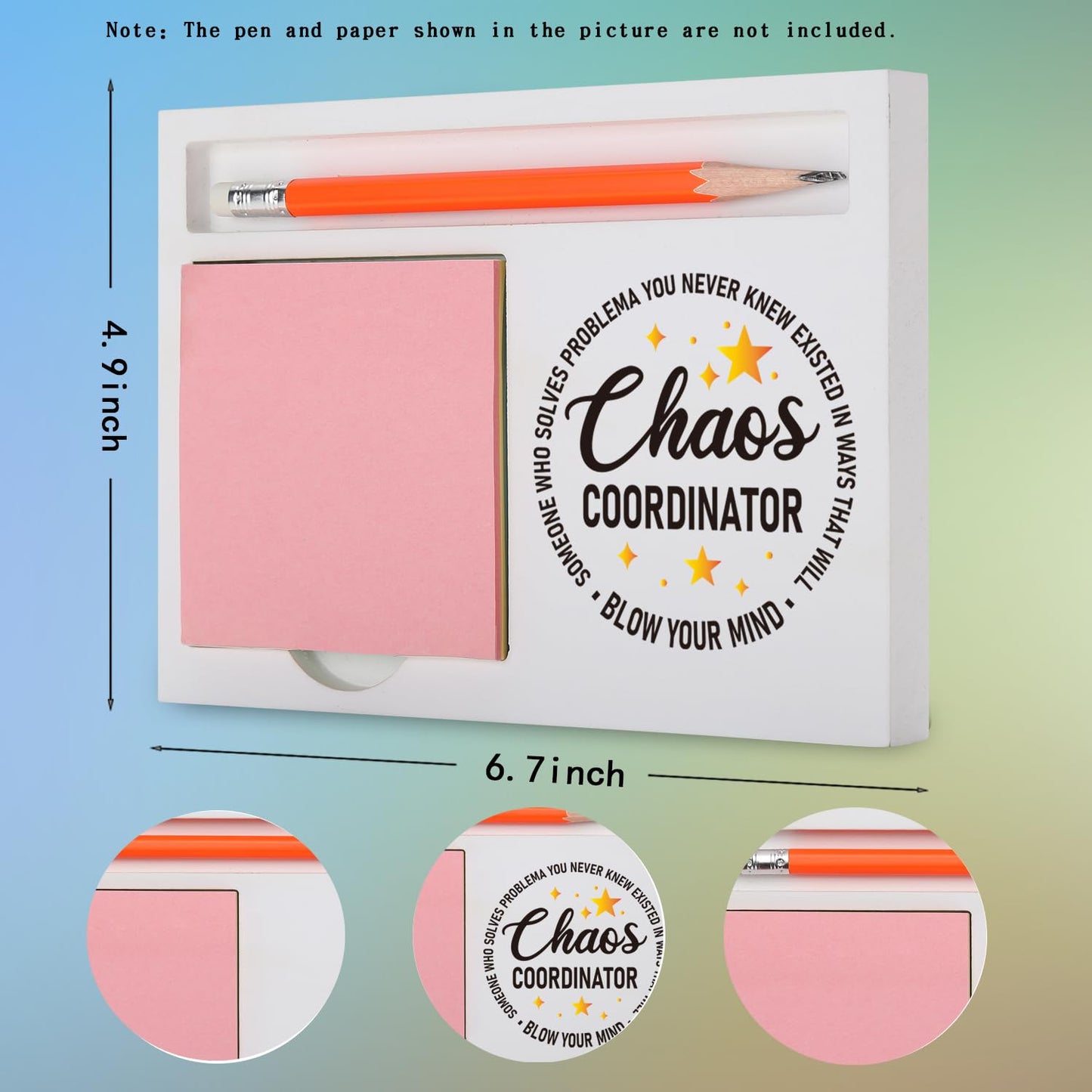 Chaos Coordinator Gifts Funny Inspirational Desk Organizer for Administrative Assistants Teachers Moms – Appreciation Birthday Farewell, Office Humor Desk White Note Pad Holder XBCT6