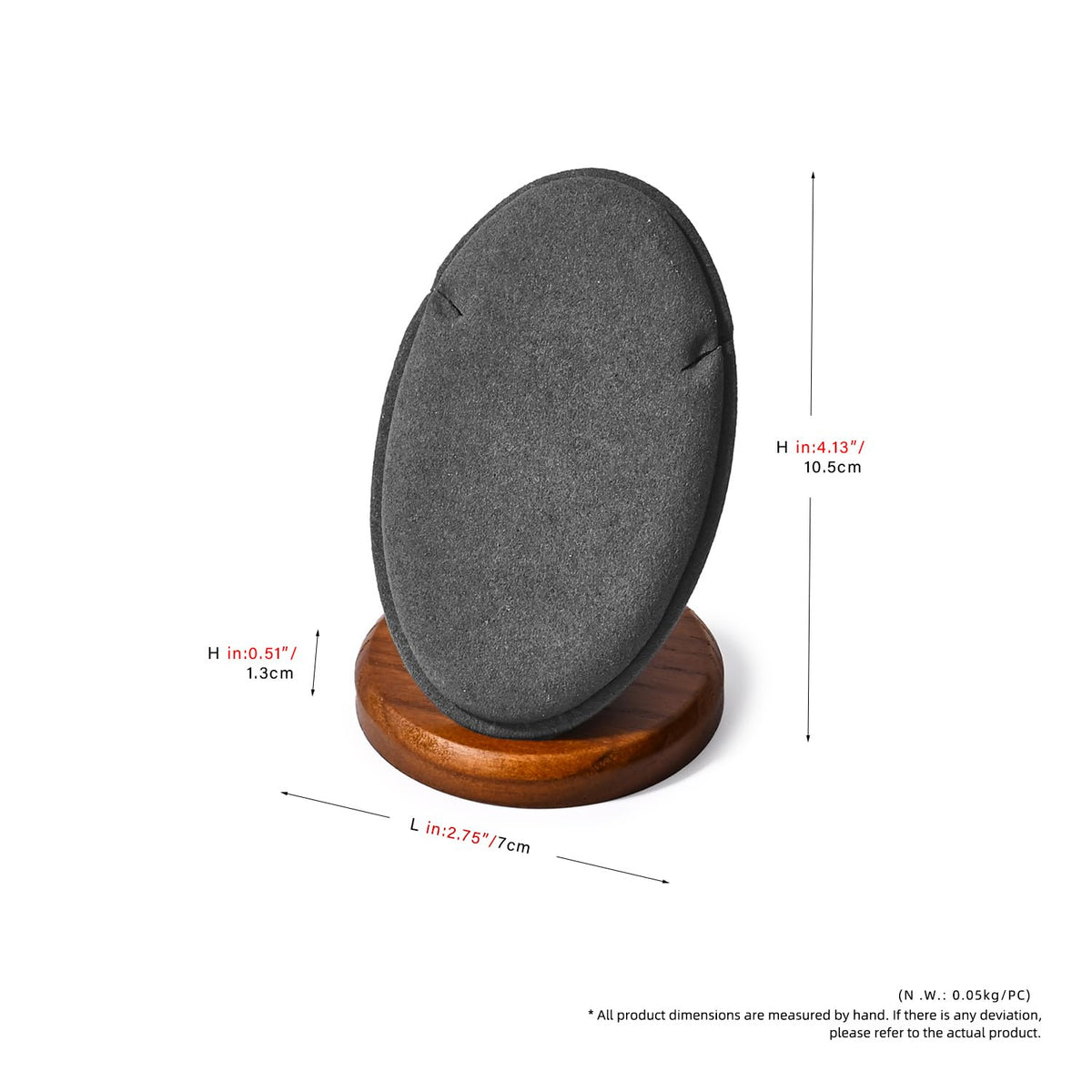 Woodten Solid Wood Necklace Pendant Display Stand Microfiber Jewelry Showcase Stand Display for Pendant Necklace(Grey)