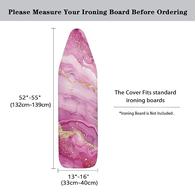Pink Marble Ironing Board Cover Heat Reflective Anti-dust, Soft Fabric Cover