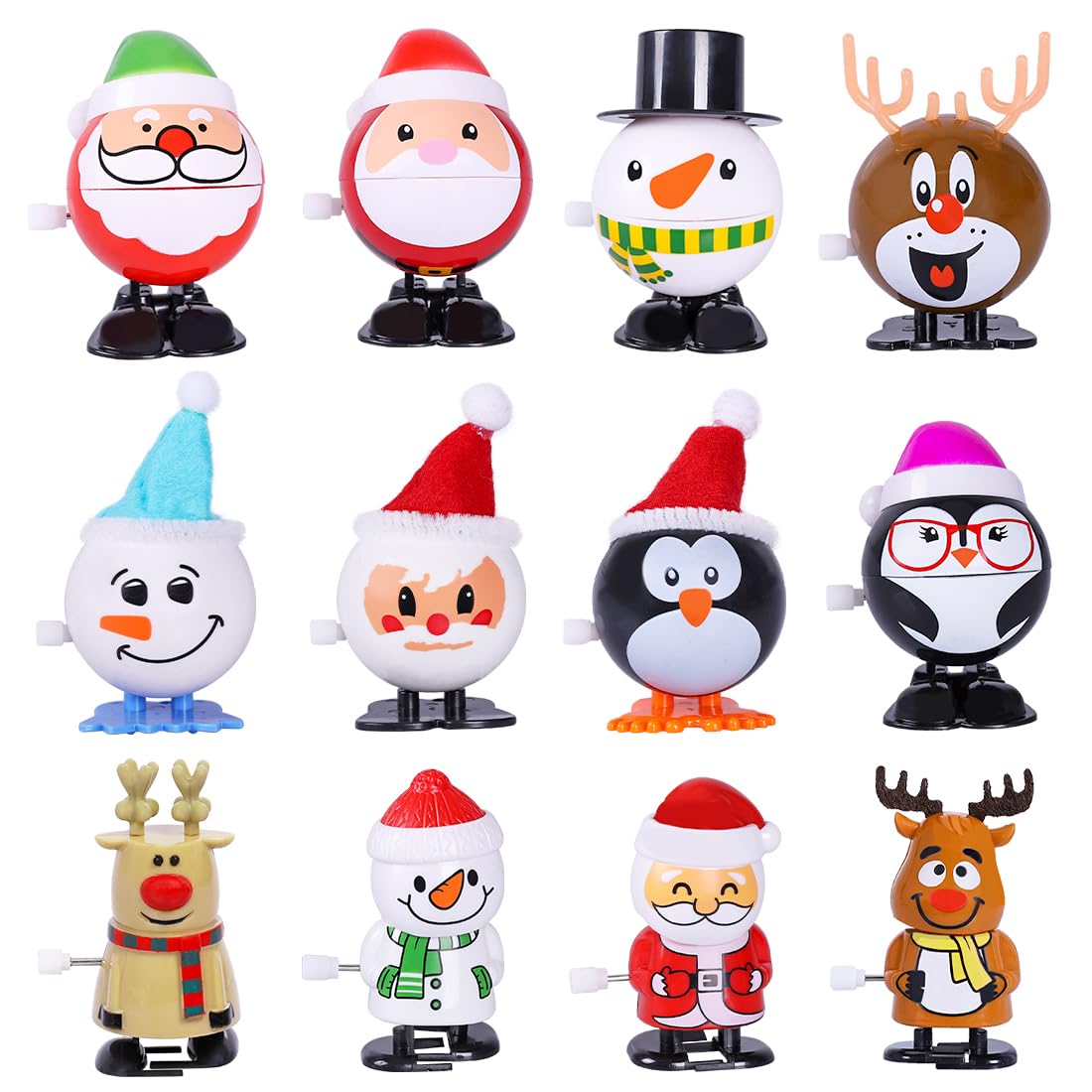 Max Fun 12pcs Christmas Wind Up Stocking Stuffers Toys Assortment for Christmas Party Favors Goody Bag Filler (Christmas Wind up Toys)