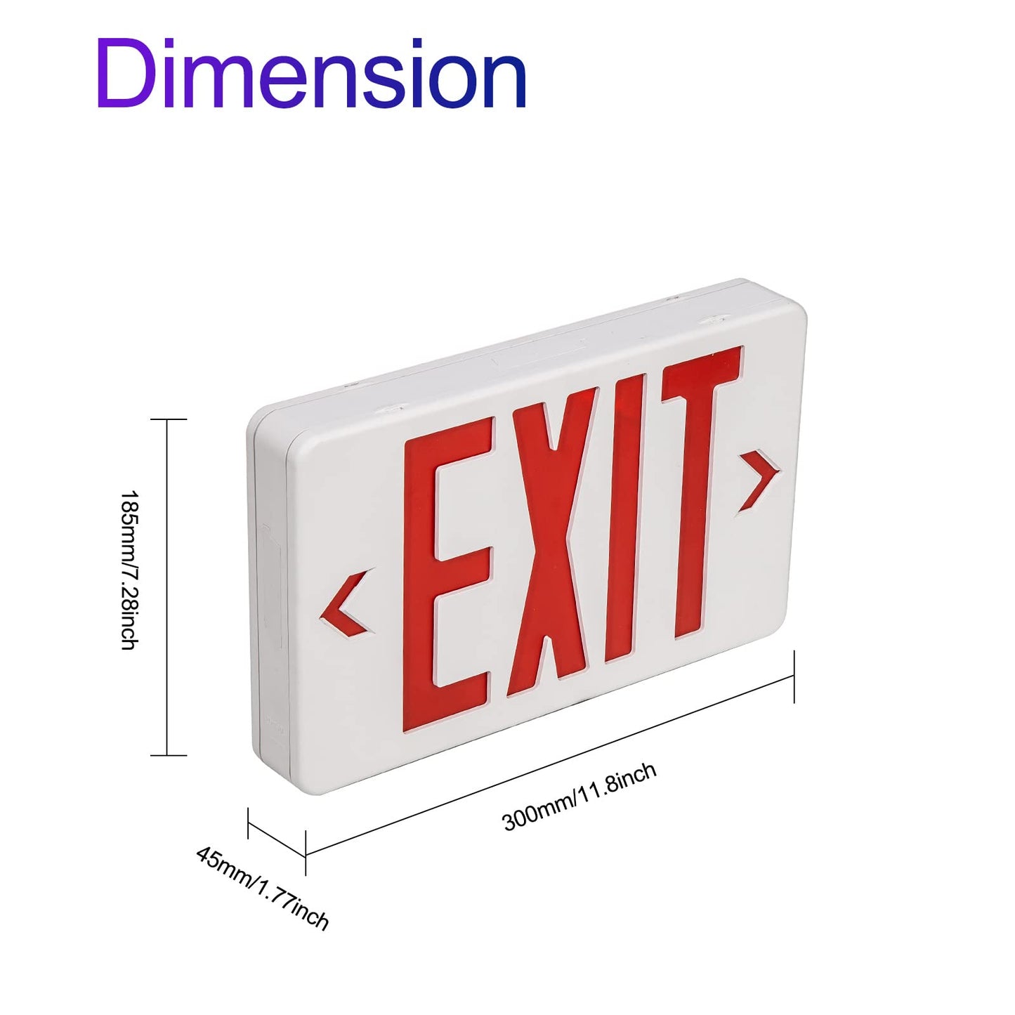 TANLUX Exit Sign with Steel Wire Guard, Wall Mounted Emergency Exit Light with Protective Cover