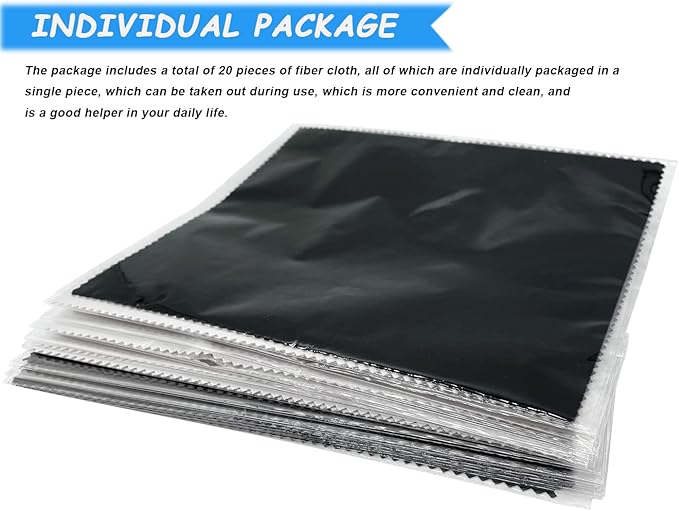 Microfiber Cleaning Cloths 20 Pack in Individual Vinyl Pouch, CKANDAY Glasses