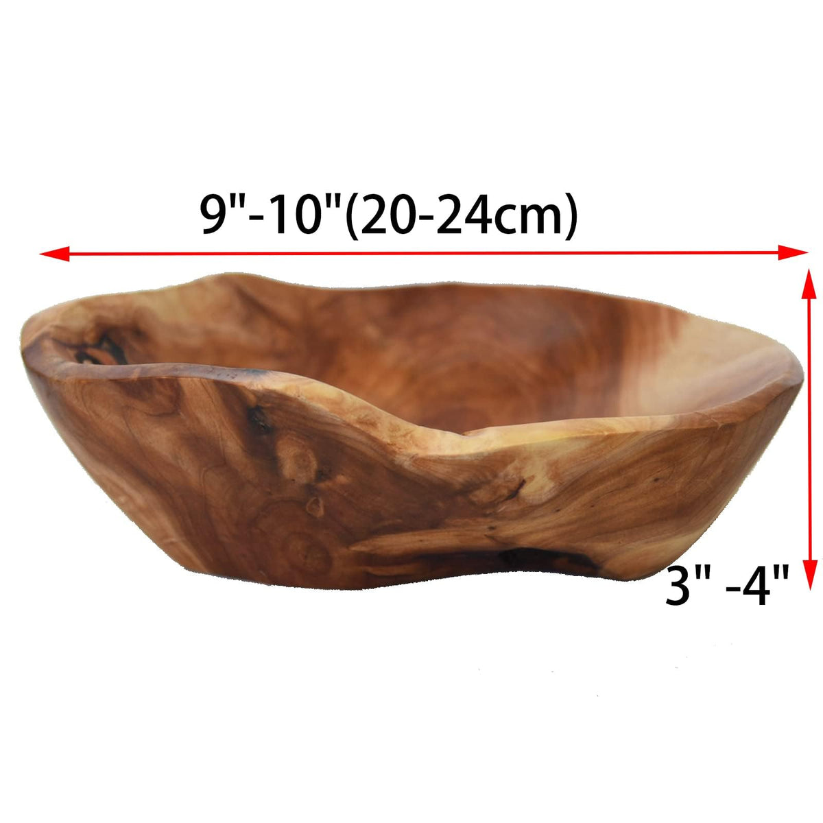 KIDYBELL Wooden bowl Creative Wood Bowl Root Carved Bowl Decorative Handmade Natural Wood Candy Serving Fruit Bowl(9"-10")