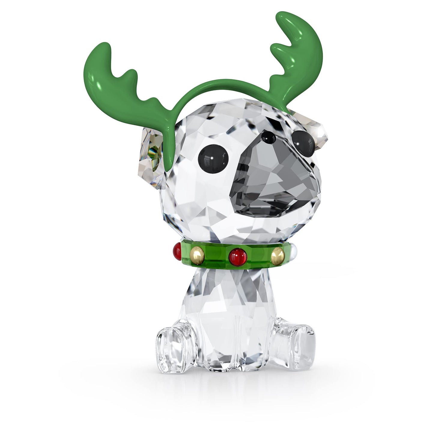Swarovski's Holiday Cheers Christmas Pug Ornament, Gold-Tone, White, Red and Green Crystals, Part of the Holiday Cheers Collection