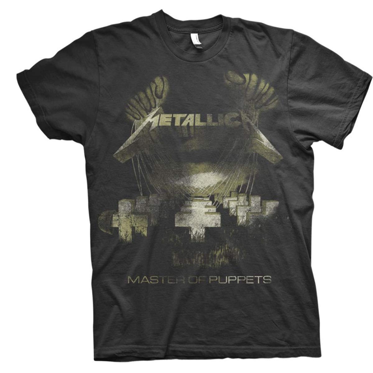 Metallica Men's Master of Puppets Distressed BL_TS: L T-Shirt, Black (Black Black), Large (Size:Large)