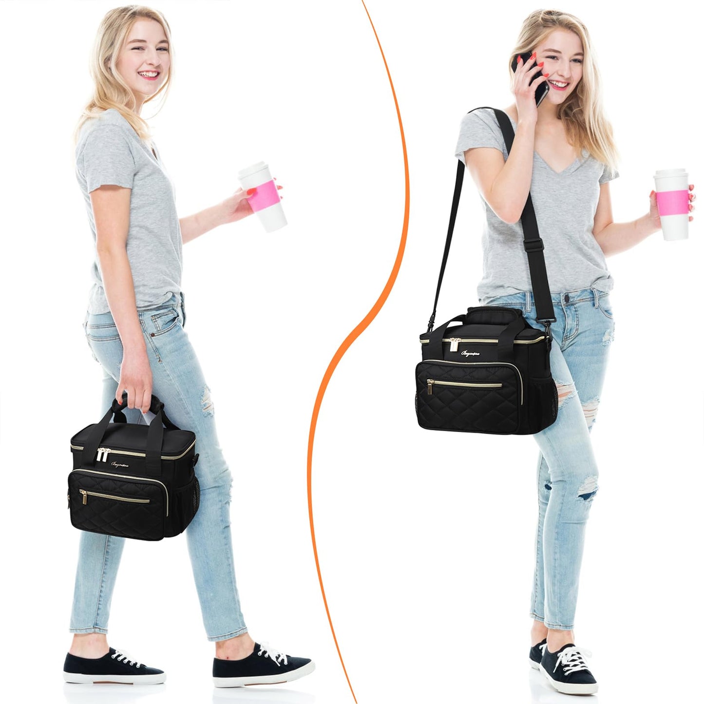 Lunch Bag Women,Insulated Lunch Box Teen Girls Leakproof Lunch Tote Reusable Cooler Bag for Adult School Work Office Picnic Hiking Beach City Walk