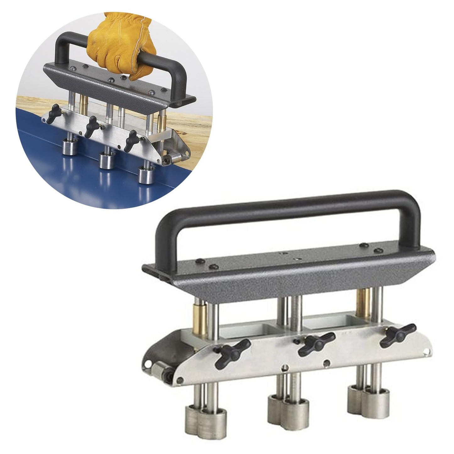 Three Station Roller, Adjustable Large Radius Roofing Sheet Metal Bender at 0-90 Angle, Standing Seam Roofing Tools for Bending 0.01‑0.04 Inch (0.3‑1.0mm) and Folding Height of 1/2‑5 Inch (13‑130mm)