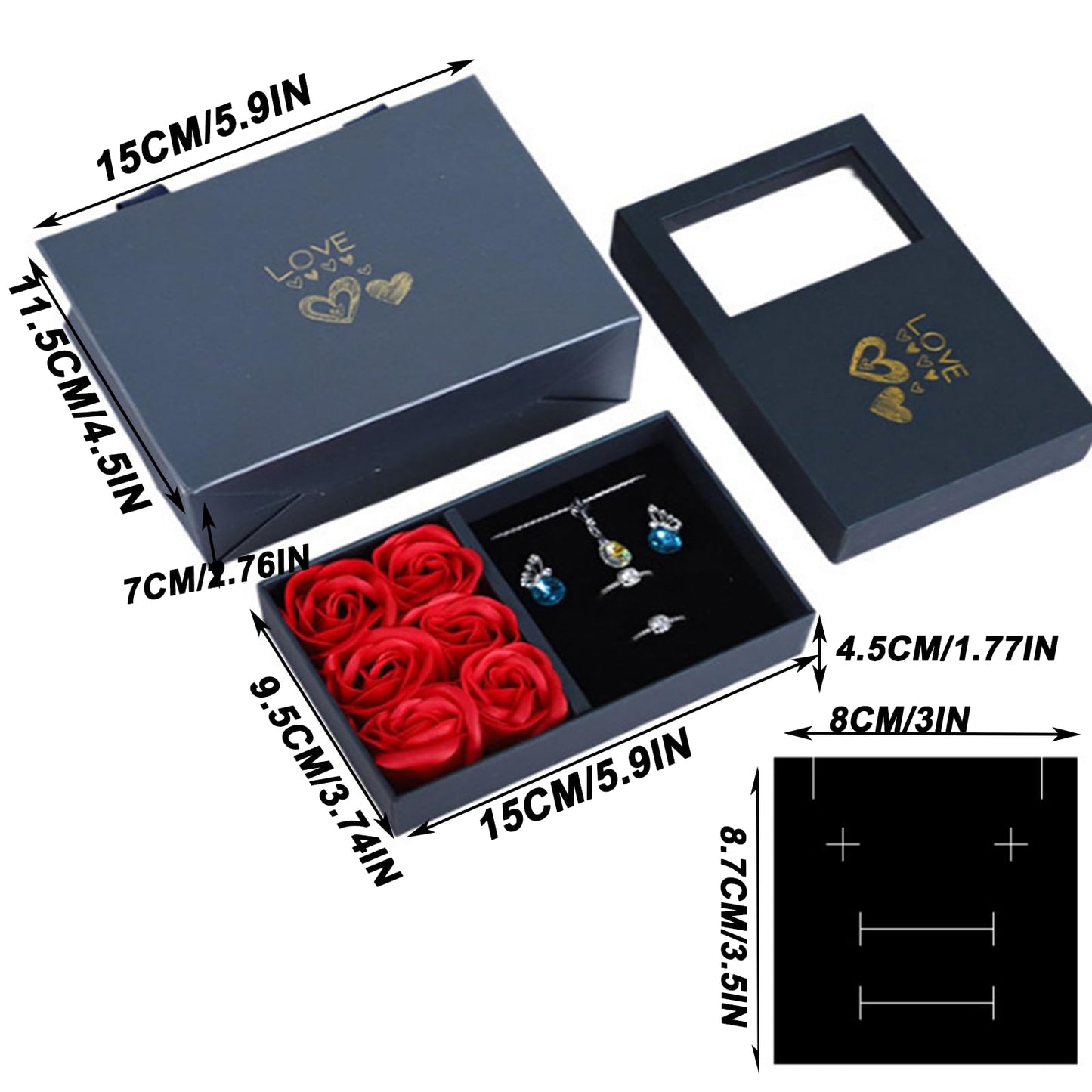 JYCMMFC Rose Ring Box Jewelry Gifts Box Eternal Rose Necklaces Bracelets Box Valentine's Day Christmas Thanksgiving Birthday Romantic for Women Her Mom Wife Girlfriend (Jewelry is NOT included)