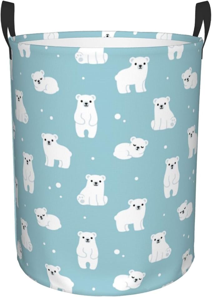 Cute Polar Bears Laundry Hamper Bag