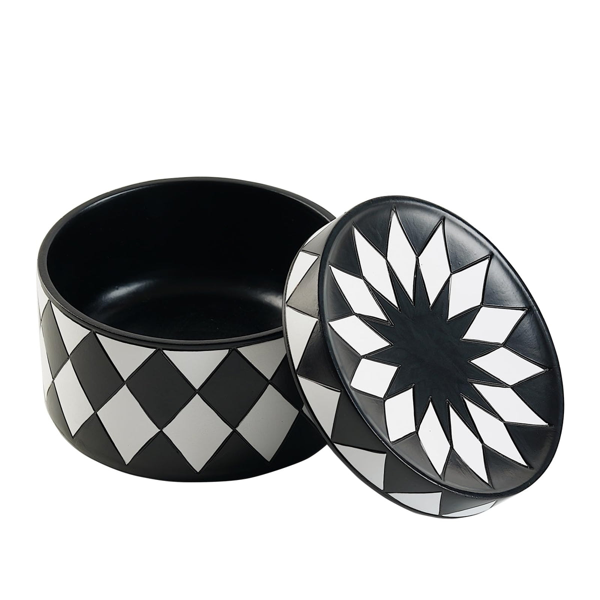 Cmrweio Decorative Storage Box with Lid, Black and white checkerboard Jewelry Box, Modern Round Decorative Box for Dresser, Coffee Table, Entryway Ideal for Jewelry, Trinkets And Small Accessories
