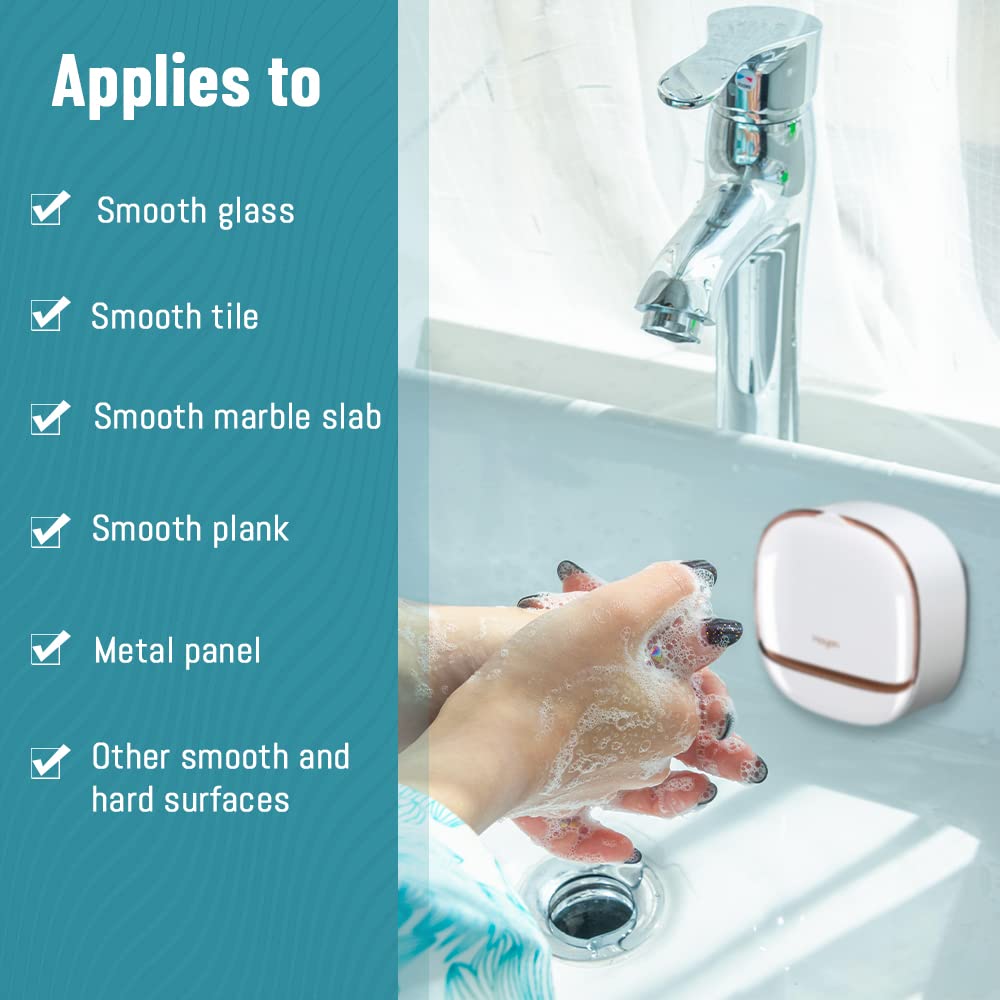 Modixun Luxury Soap Holder with Drain Tray, Waterproof Soap Dish Holder, Keep Soap Bars Dry, Adhesive Soap Case Box Wall Mounted for Shower, Bathroom, Bathtub, White