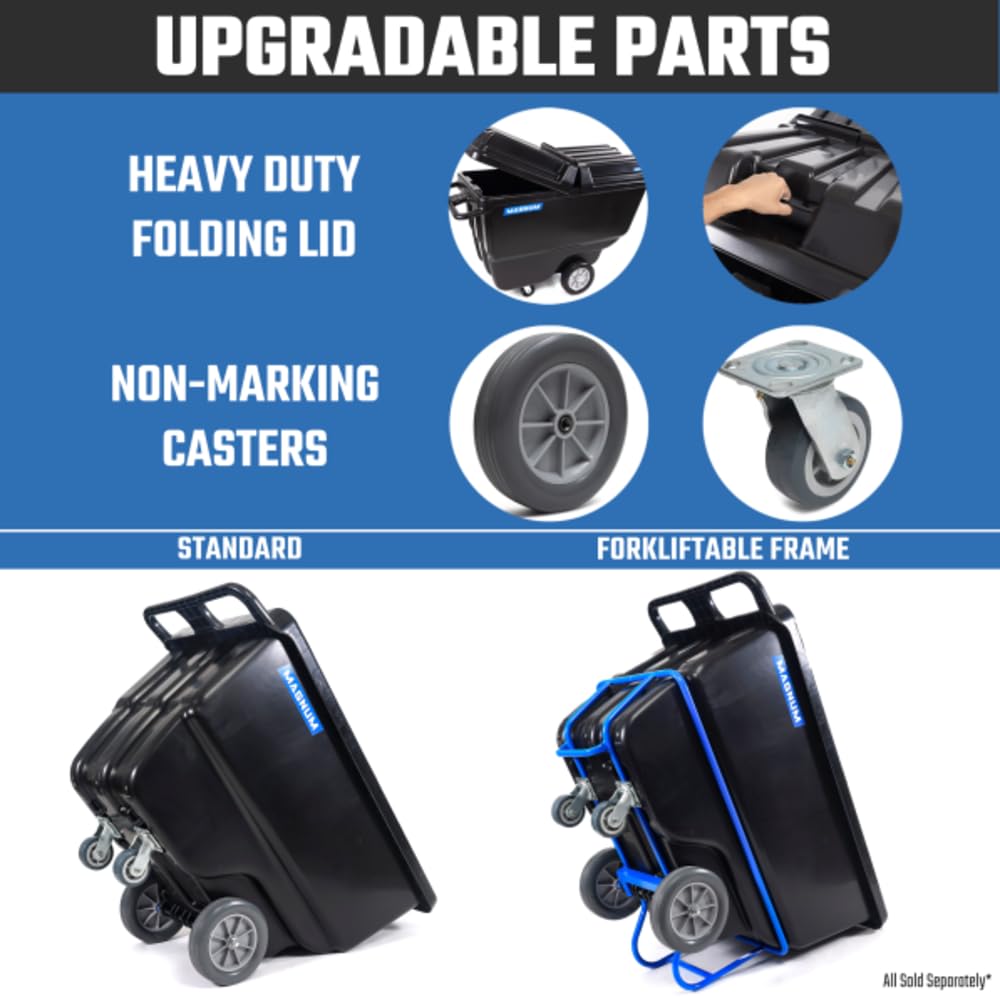 MAGNUM TOOL Tilt Truck, 1/2 Cu. Yd. Capacity Dump Cart with Heavy Duty 12” Wheels & 5” Casters for Handling, Transporting on Construction Jobsites, 750 lbs, Trash Cart with Wheels DUC12A-04PK (4-Pack)