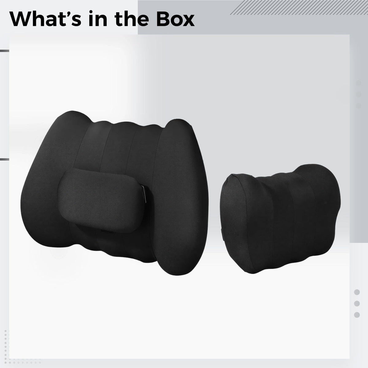 Vestamore Electric Vibration Car Lumbar Support And Headrest, Ergonomic Memory Foam, Neck Pillow With C Shape & Waist Embrace, Simulate Hand Massage, Classic Black, Boxed Gift With Card