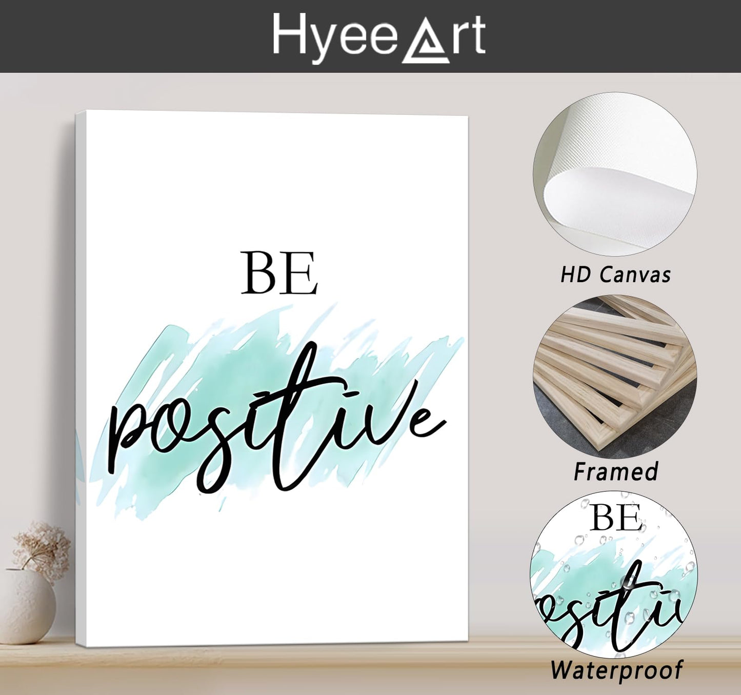 Framed Canvas Wall Art Set of 6 for Bedroom Living Room Wall Decor, Motivational Wall Decor Inspirational Office Wall Art Quotes for Living Room, 8x10 Inch