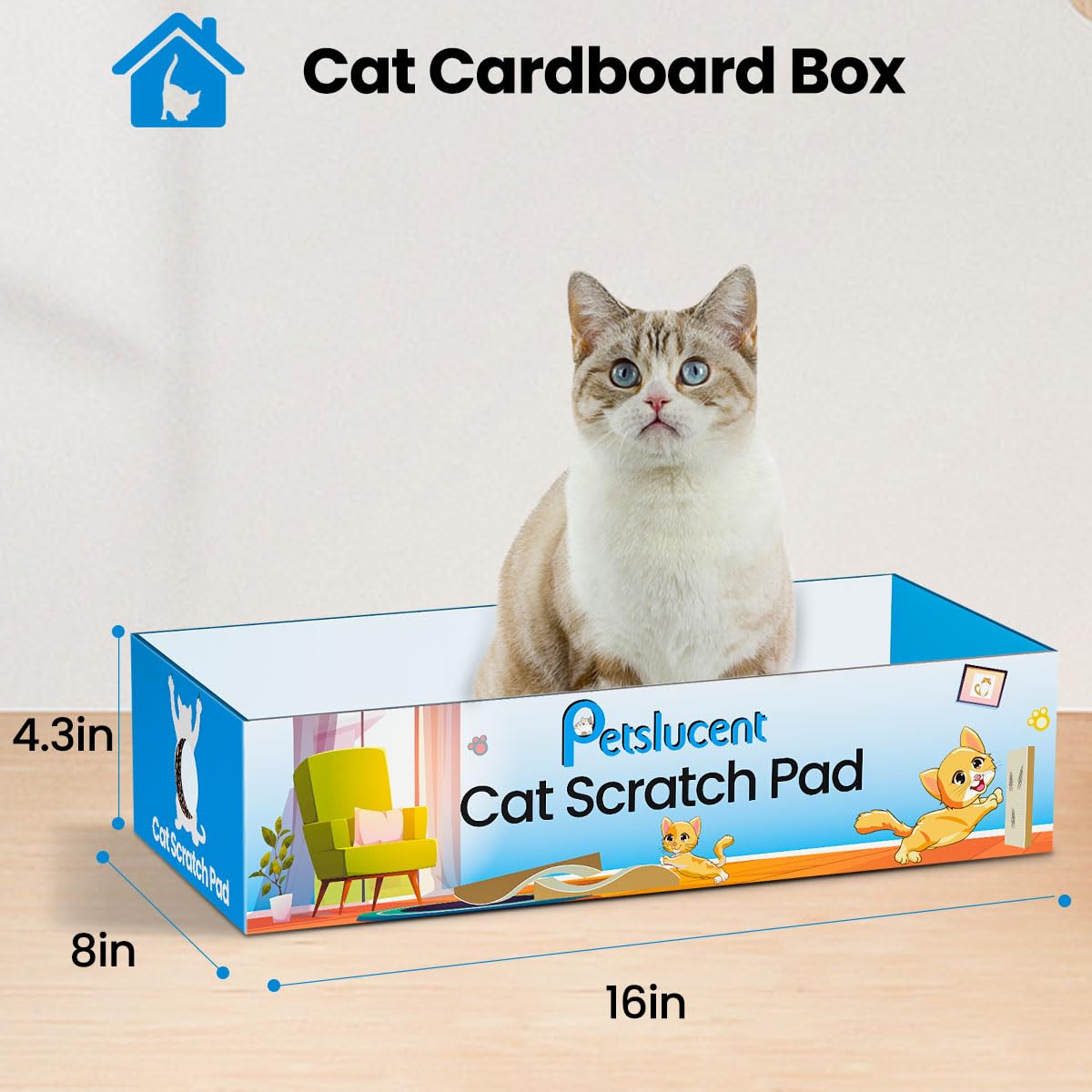 Petslucent Cat Scratching Board - 4PCS Cat Scratcher with Box, Large Size Cats Scratching Pad Easy for Cats to Scratch, Corrugated Cardboard kitten Scratchers Lounge for Indoor Kitty to Rest and Play