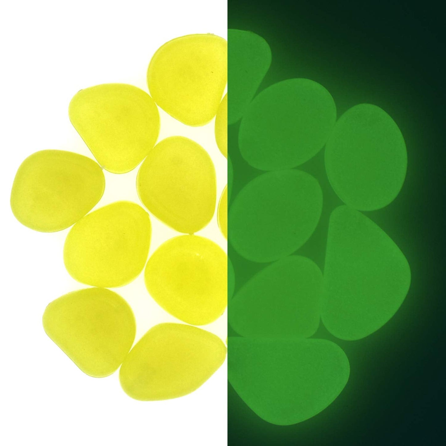 QTTLLI 450Pcs Glow Pebbles Glow in The Dark Decorative Stones Rocks for Garden Path Walkway Yard Fish Tank, Yellow