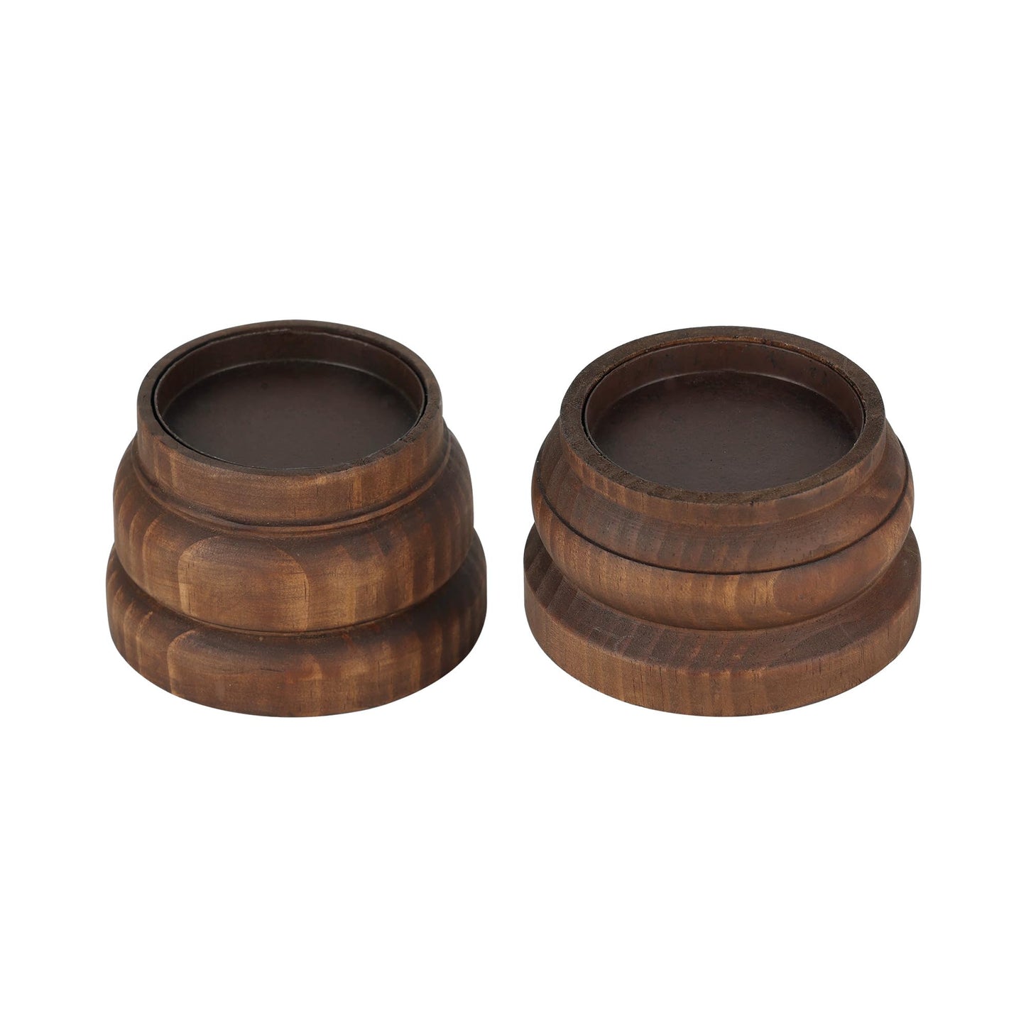 NIKKY HOME Farmhouse Solid Wood Pillar Candle Holders Set of 2, Brown
