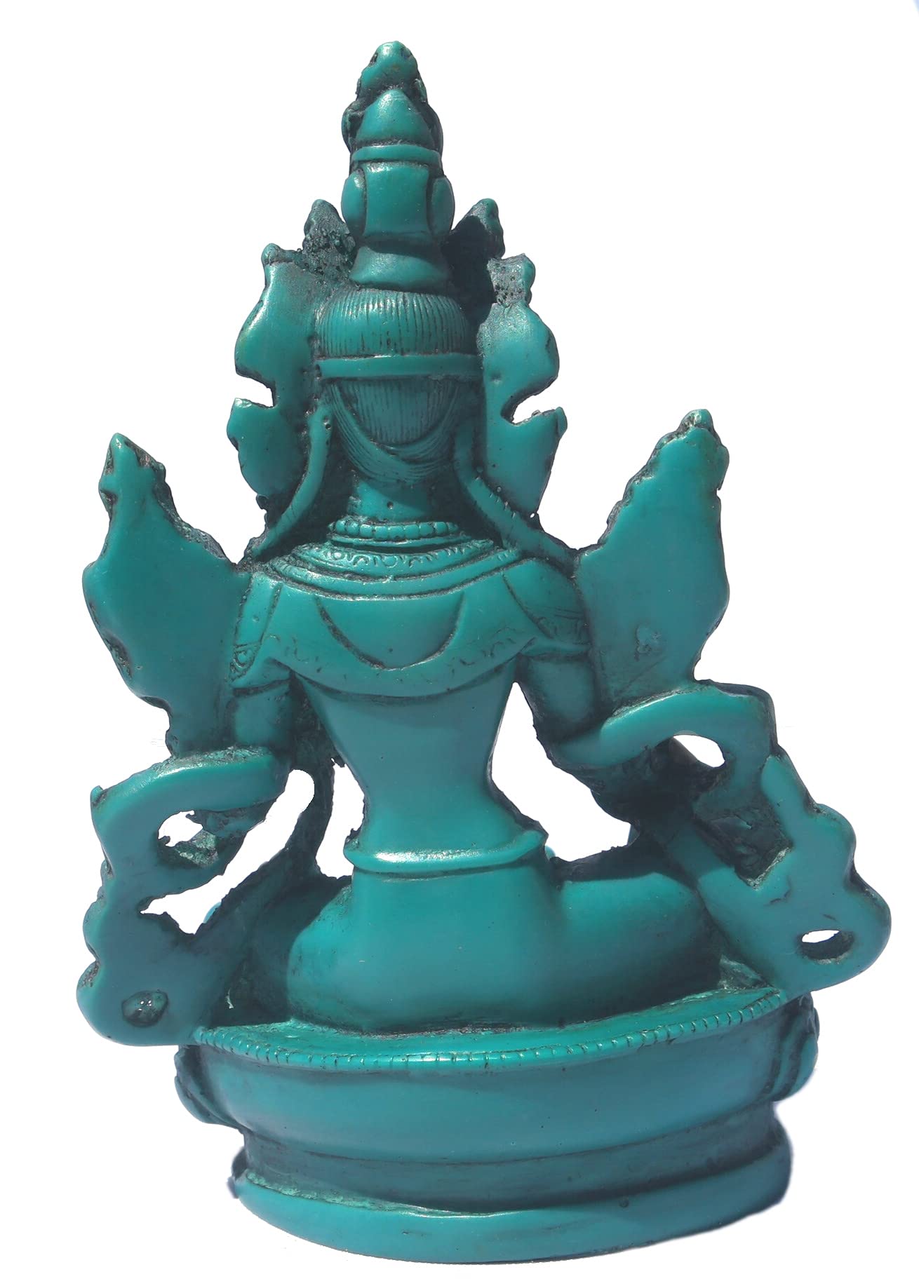 Mytibetshop Small Green Tara Statue for Home, Handcrafted in Nepal by Himalayan Artisan