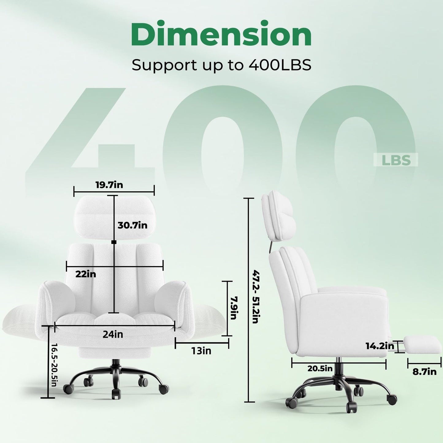 HOMRELEXA Criss Cross Office Chair with Armrests & Wheels, Comfy Velvet Vanity Chair, Ergonomic Executive Gaming Computer Chairs with Foot Rest, Wide Seat Reclining Desk Chair, White