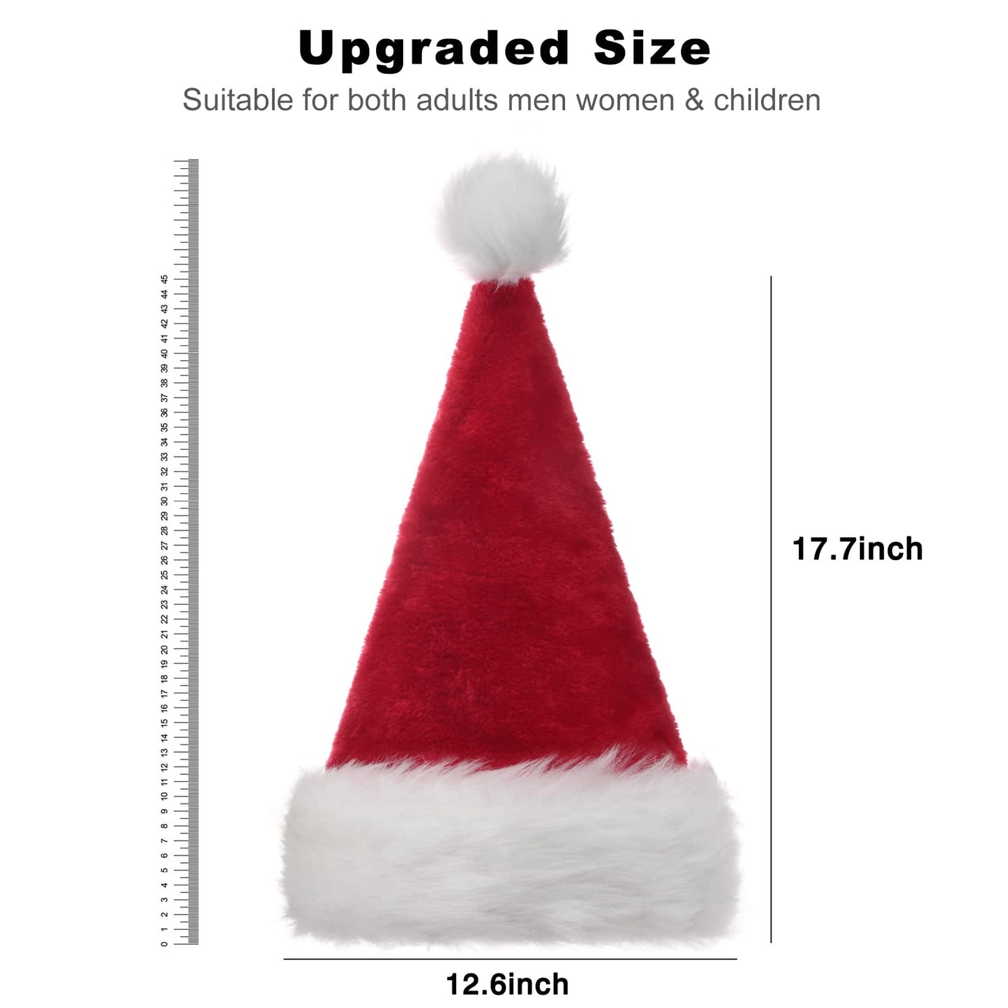 B-Land Unisex-Adult's Santa Hat, Christmas Hats for Adults Women Men Extra Thicken Xmas Holiday Hat with Comfort Liner Red 1 PC