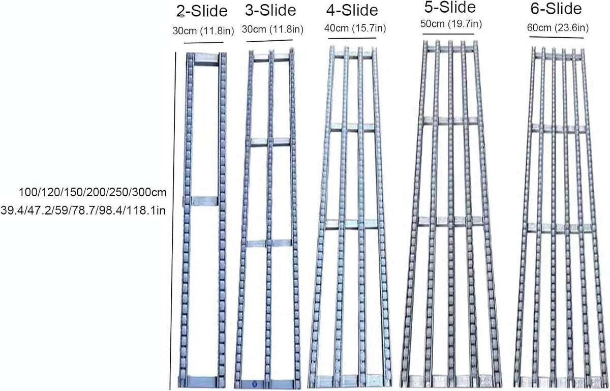 JIANSMZ Gravity Conveyor Stainless Steel Roller Stands,Light-Duty Gravity Conveyor,Unpowered Unloading Pulley for Freight Handling Warehouses Delivery Unloading Roller(5-Slide,300cm Long)