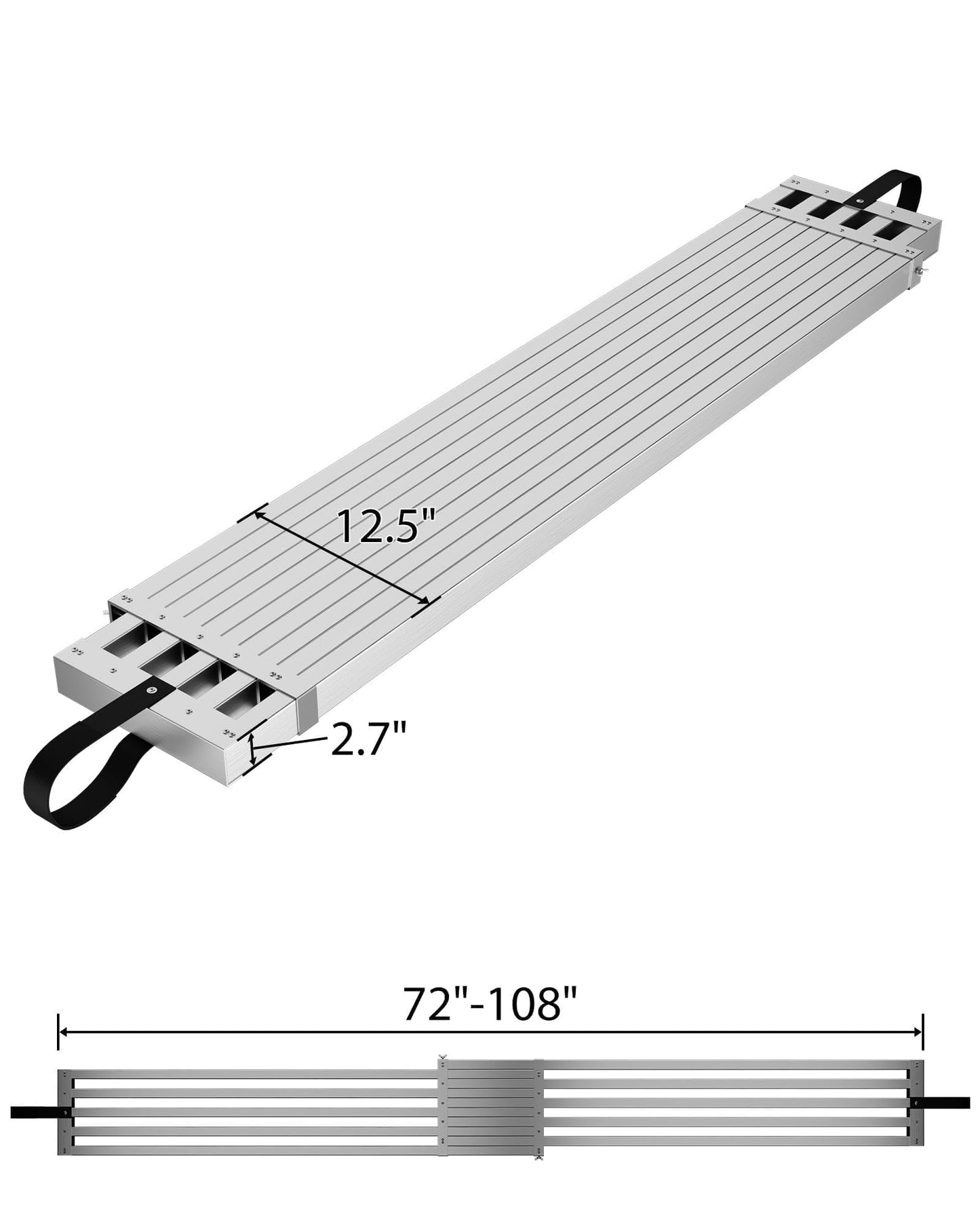 6-9 ft Telescoping Aluminum Work Plank, Adjustable Scaffold Platform with Skid-Proof Surface, 440 lbs Load Capacity, Ladder Accessory
