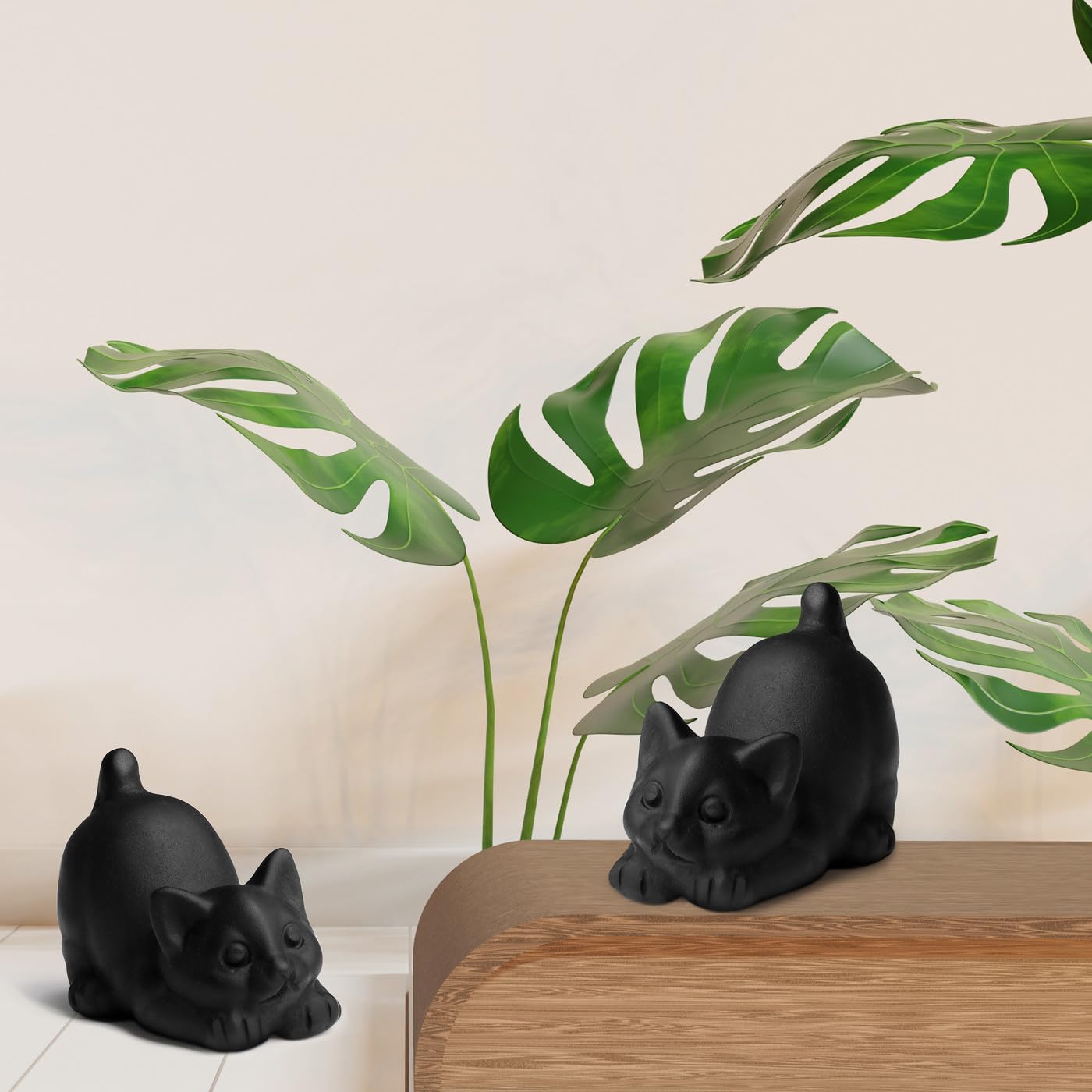NUKAYAI 2" Black Cat Statue Obsidian Crystal Cat Decor Figurines Carved Room Decor for Desk Lazy Sculpture Handcrafted Healing Stone Natural Gemstones Spiritual Gifts for Cat Lovers