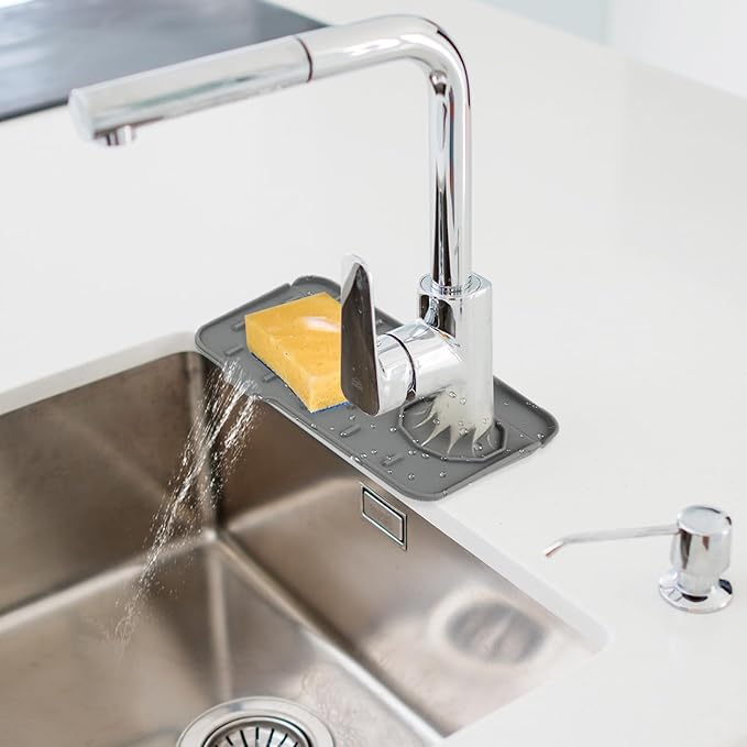 Sink Faucet Splash Guard Mat Silicone Soap Dish Pad Faucet Handle Drip Catch