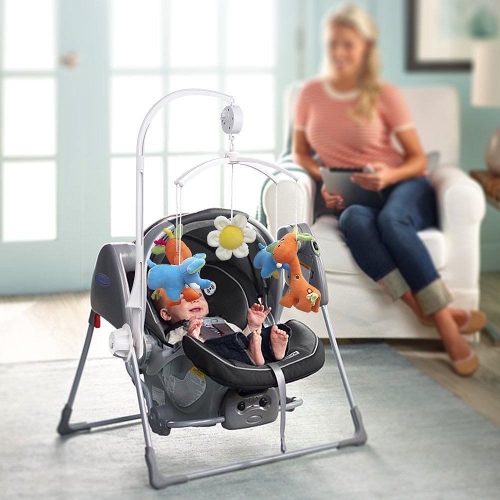 AGPTEK Baby Crib Mobile Bed Bell Holder Arm Bracket Wind-Up Music Box Holder Baby Bed Stent Set Nut Screw 28 Inch