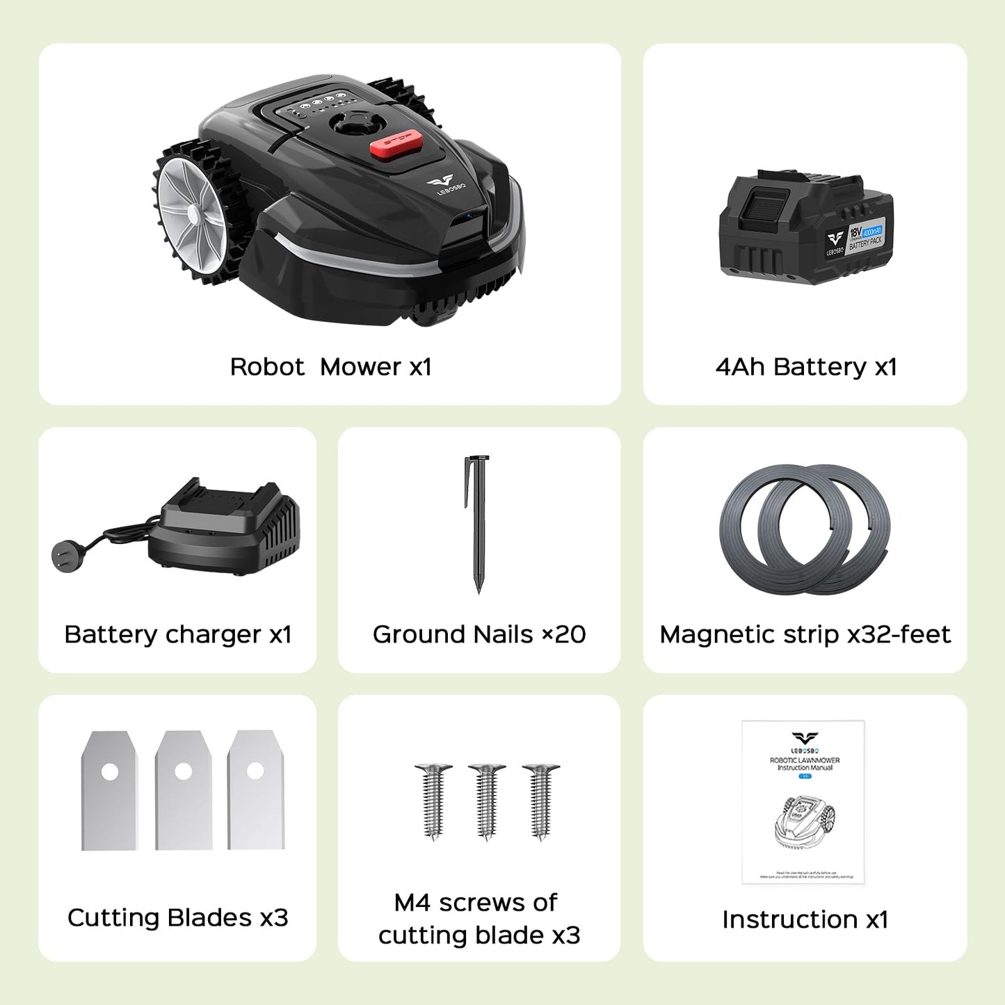 LEBOSBO V3 Robotic Lawn Mower with AI Vision Technology, Adjustable Grass Cutting Height, APP Control, Low-Noise Performance, No-Go Zone Function, Efficient Robot Lawn Mower for Small Lawns(Jet Black)