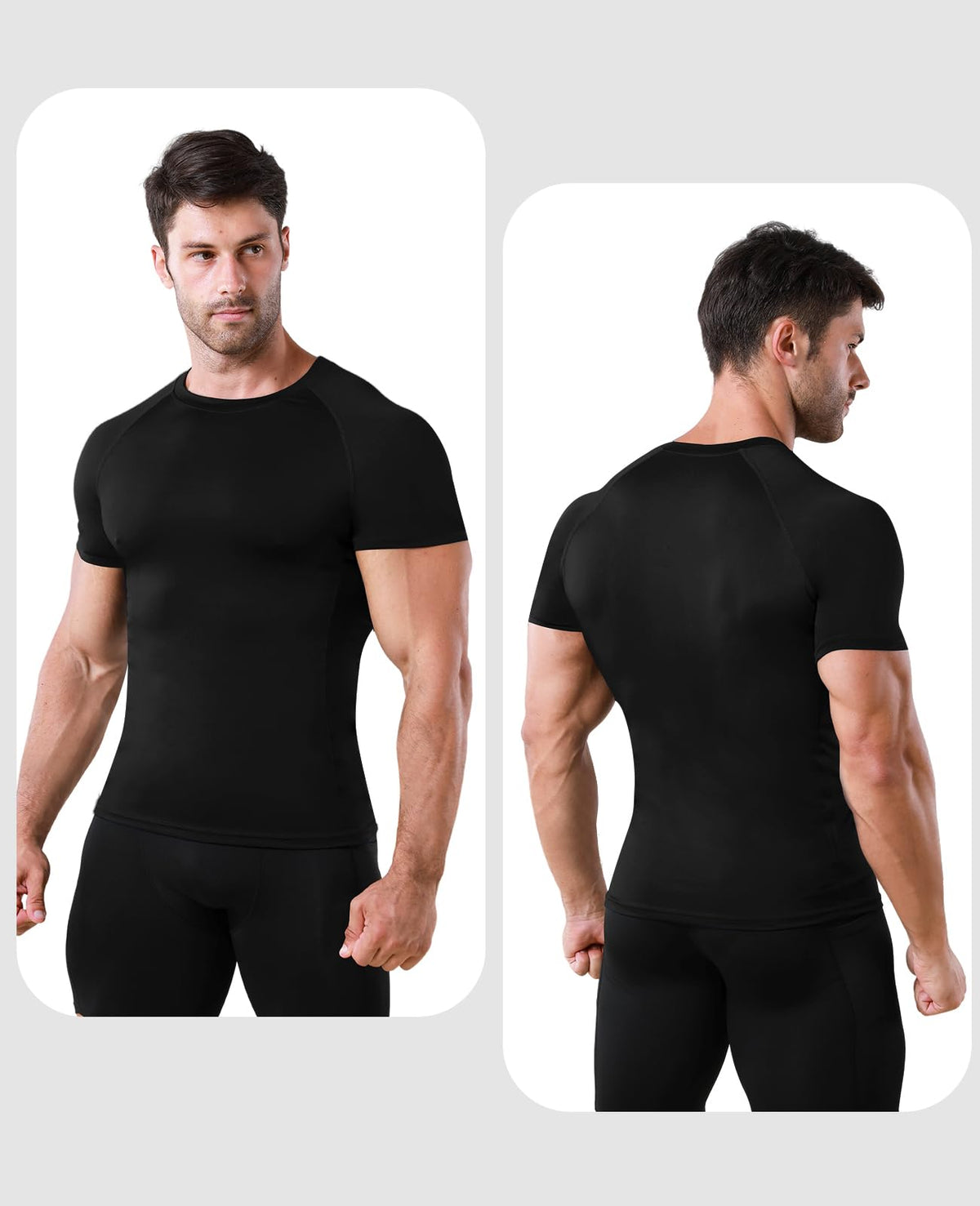 Niksa Men's Compression Shirts 1 Pack, Compression Shirts for Men Short Sleeve Athletic, Quick-Drying Workout T Shirts Base Layer Undershirt Black