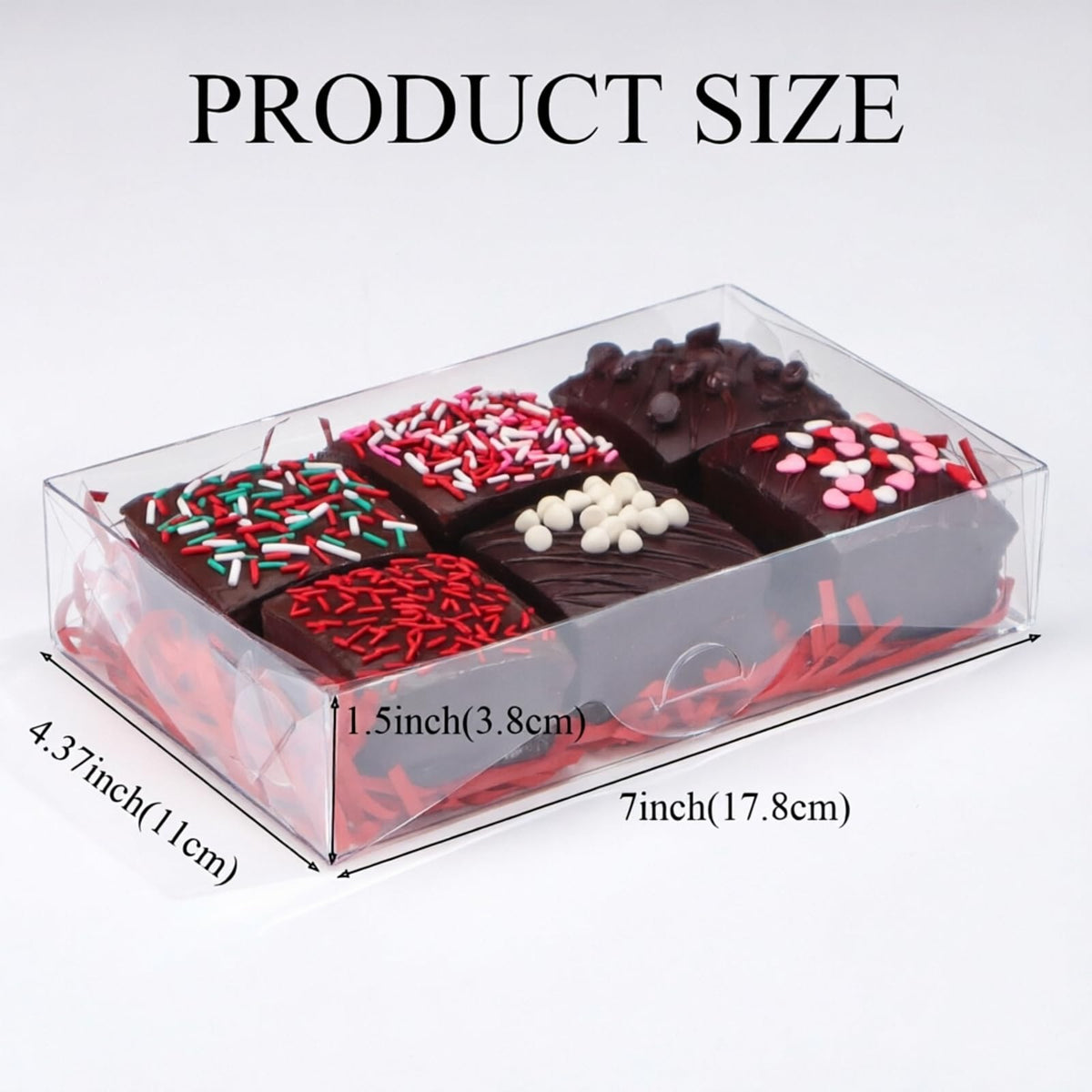 SLShePack 24PCS Clear Plastic Cookie Boxes 7x4.3x1.5 Inch with Window for Chocolate, Truffle, Oreo, Pastry, Bakery, Donut, Brownie, Soap, Party Favors, Wedding, Christmas, Valentine's