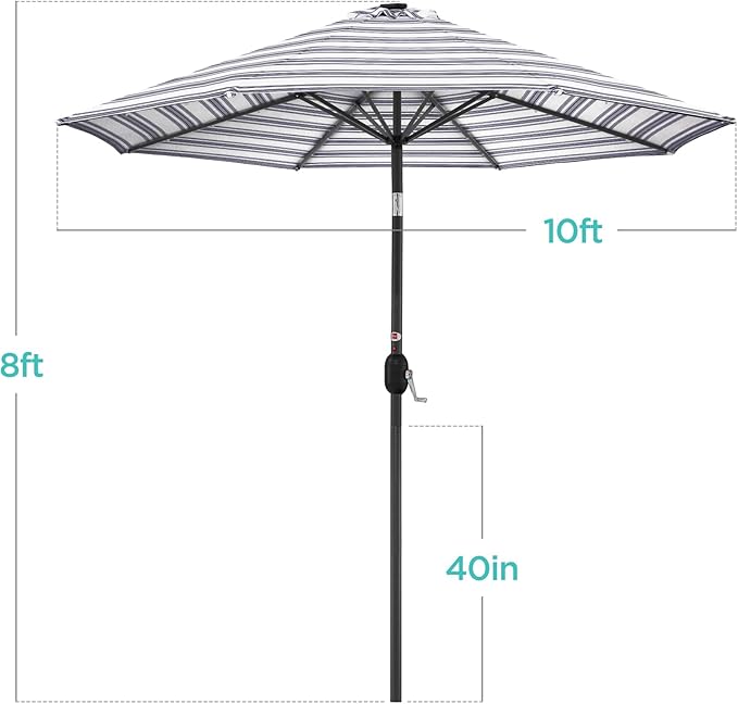 Best Choice Products 10ft Solar Polyester LED Lighted Patio Umbrella w/Tilt Adjustment and UV-Resistant Fabric
