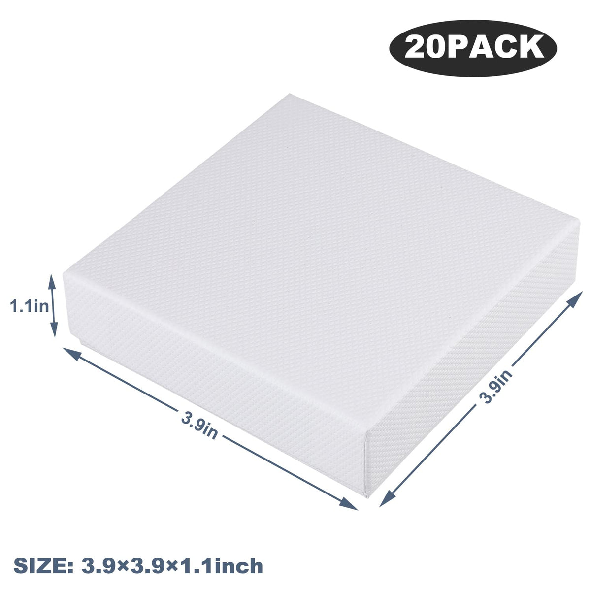 Frantis 20 Pack Jewelry Gift Boxes - 3.9x3.9x1.1 Inch Small Cardboard Boxes with Lids for Earrings, Necklaces, Bracelets, Rings & Handmade Bangle Display (White)
