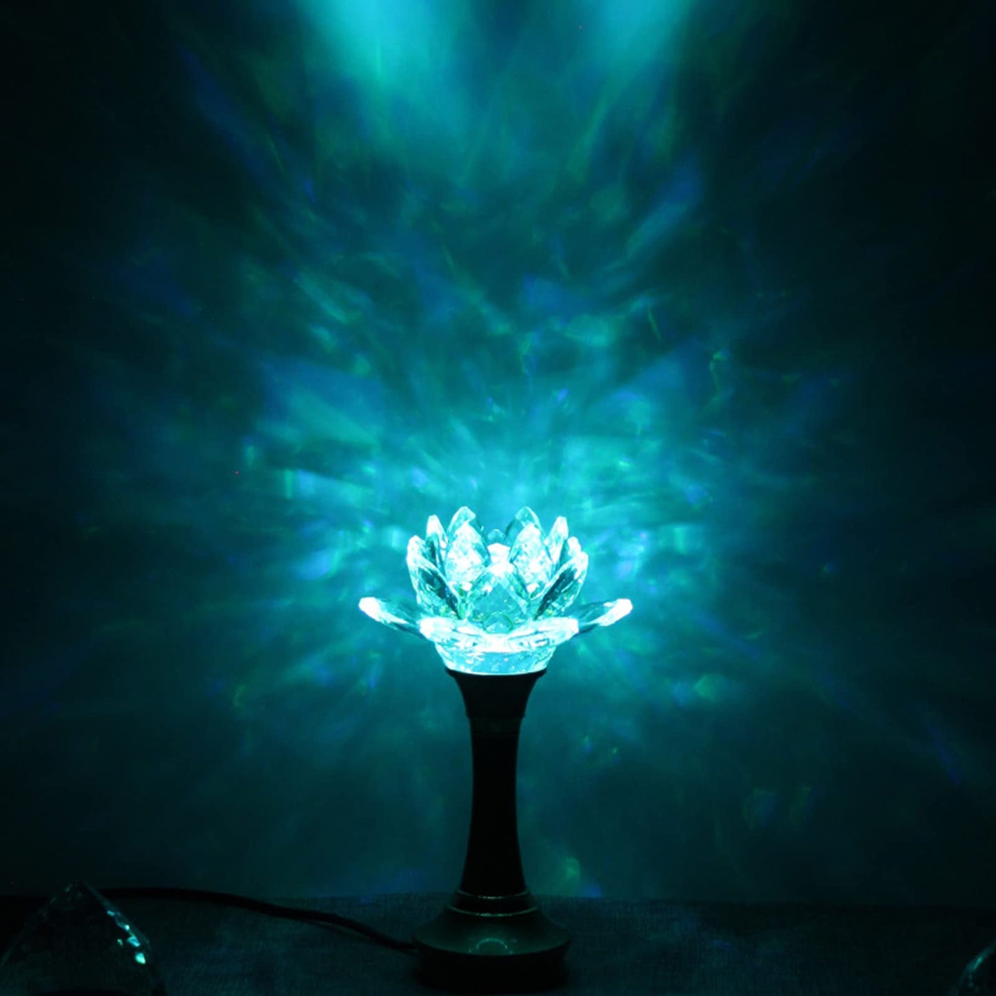 Lotus Flower Lamp Color LED Crystal Buddha Altar Decor Night Light(8in)