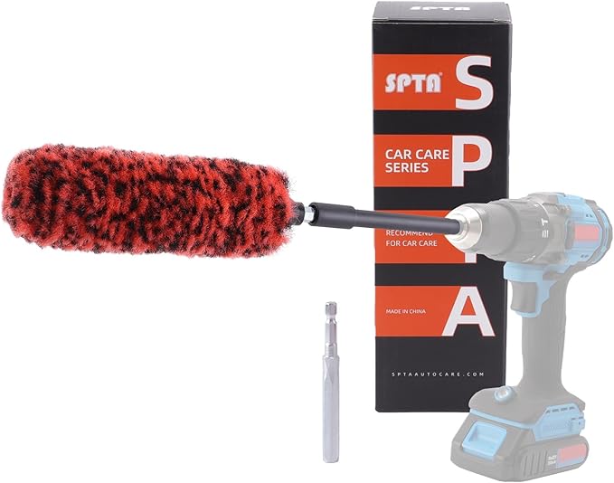 SPTA 1 Pc Soft Microfiber Extended Reach Rim Drill Wheel Brush, Microfibre