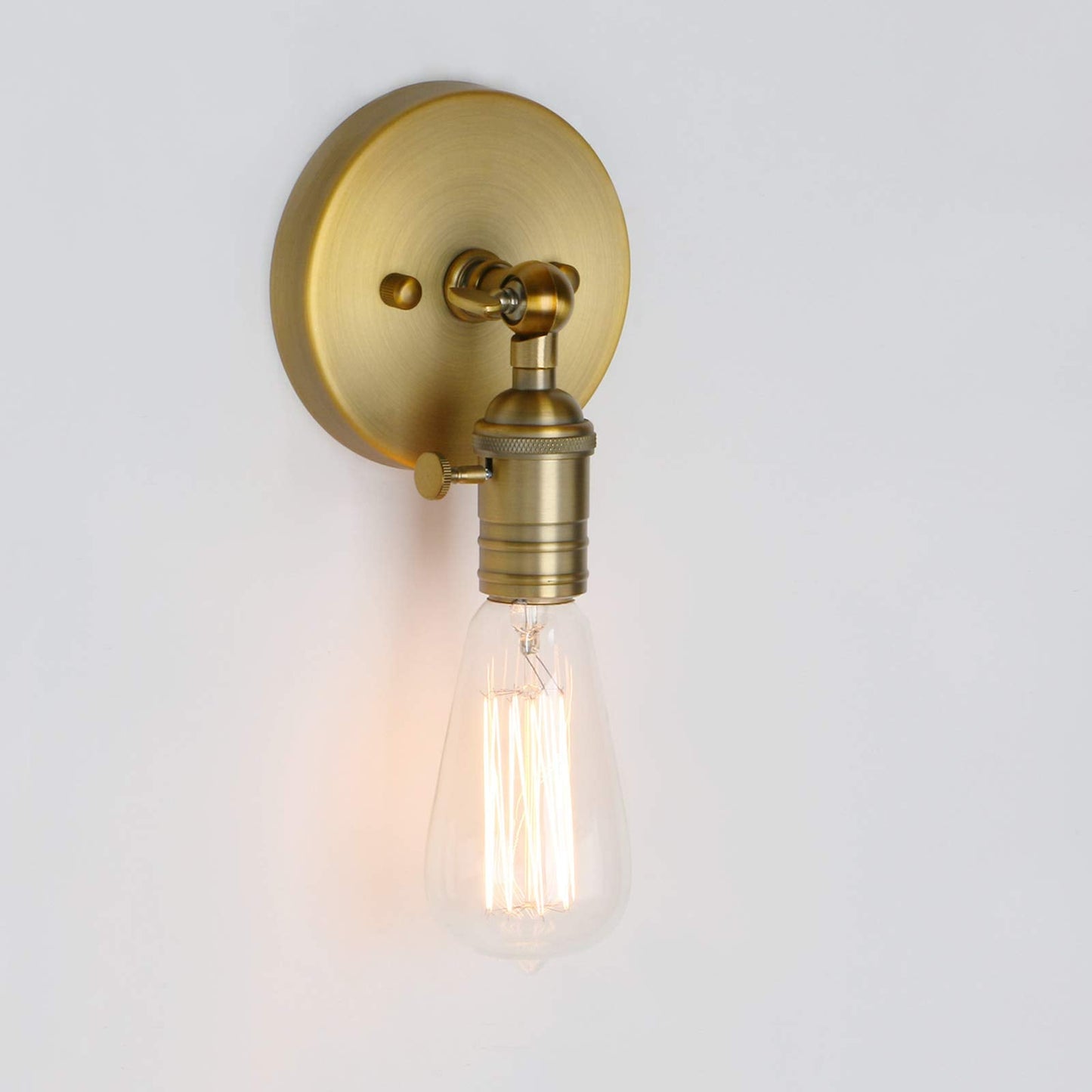 PERMO Minimalist Single Socket 1- Light Wall Sconce Lighting with On/Off Switch (Anqitue)