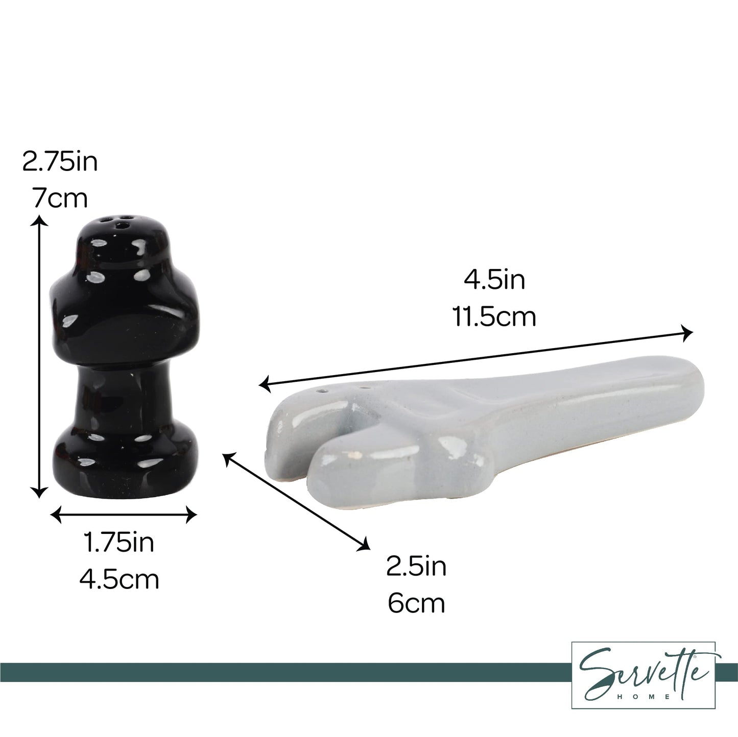 Servette Home Construction Theme Salt and Pepper Shakers for Collectors Kitchen Decor (White & Black)