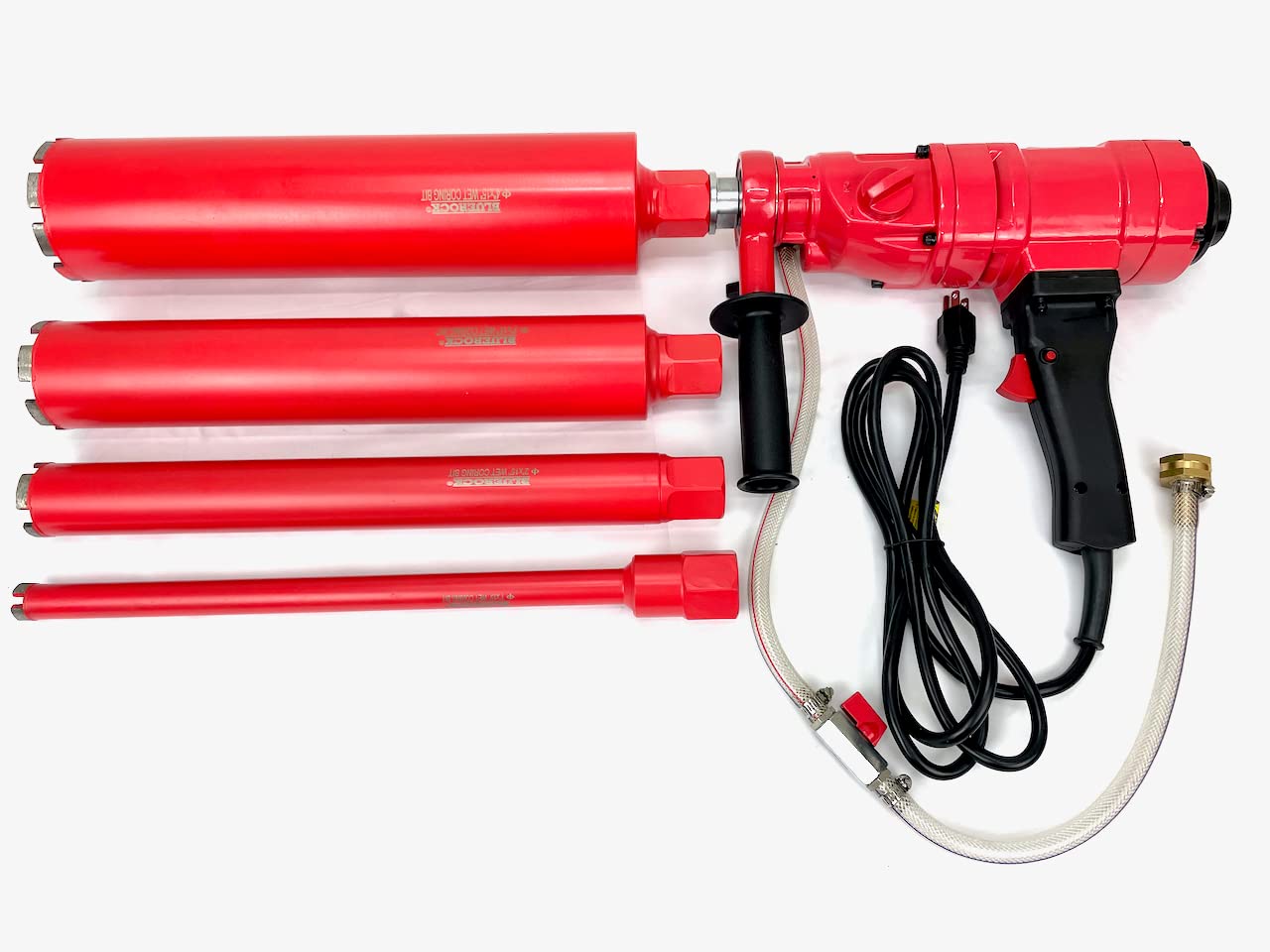 CORE DRILL PACKAGE DEAL 4Z1 2-SPEED CONCRETE CORING DRILL by BLUEROCK TOOLS COMES WITH 1", 2", 3", & 4" BITS