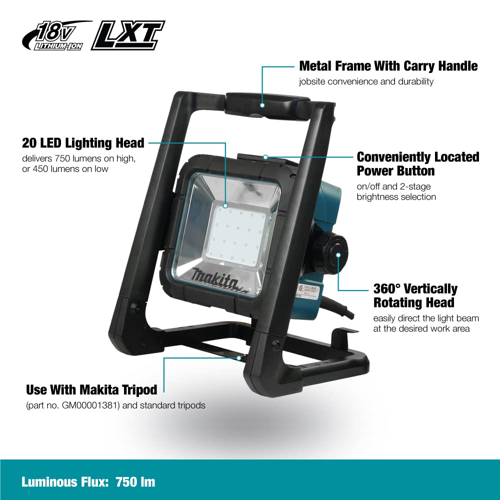 Makita DML805/2 Cordless/ 240V Worklight - Battery And Charger Not Included