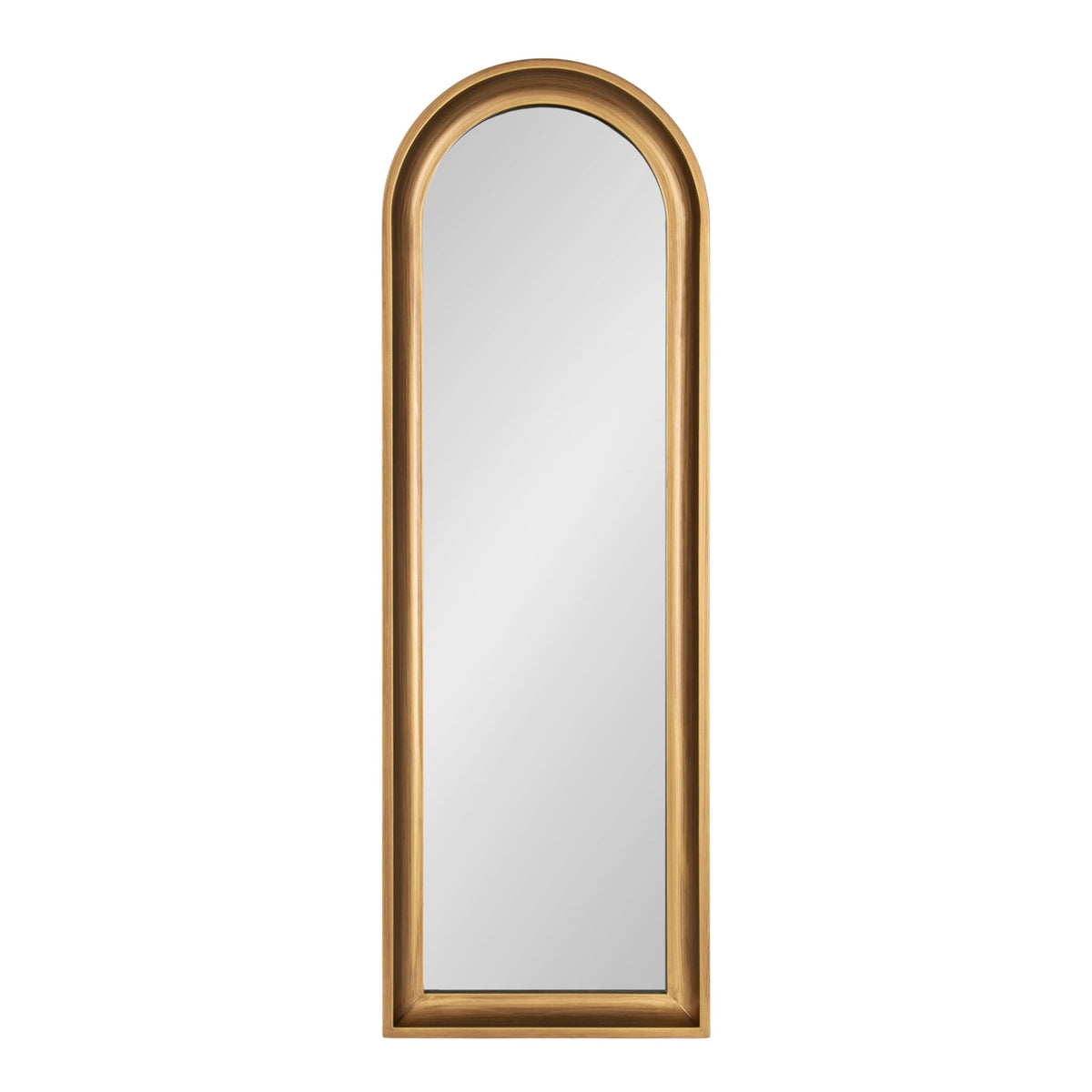 Kate and Laurel Hatherleigh Modern Slim Arched Panel Wall Mirror, 12 x 36, Gold, Transitional Narrow Wooden Arch Mirror for Use as Versatile Bedroom or Entryway Wall Decor
