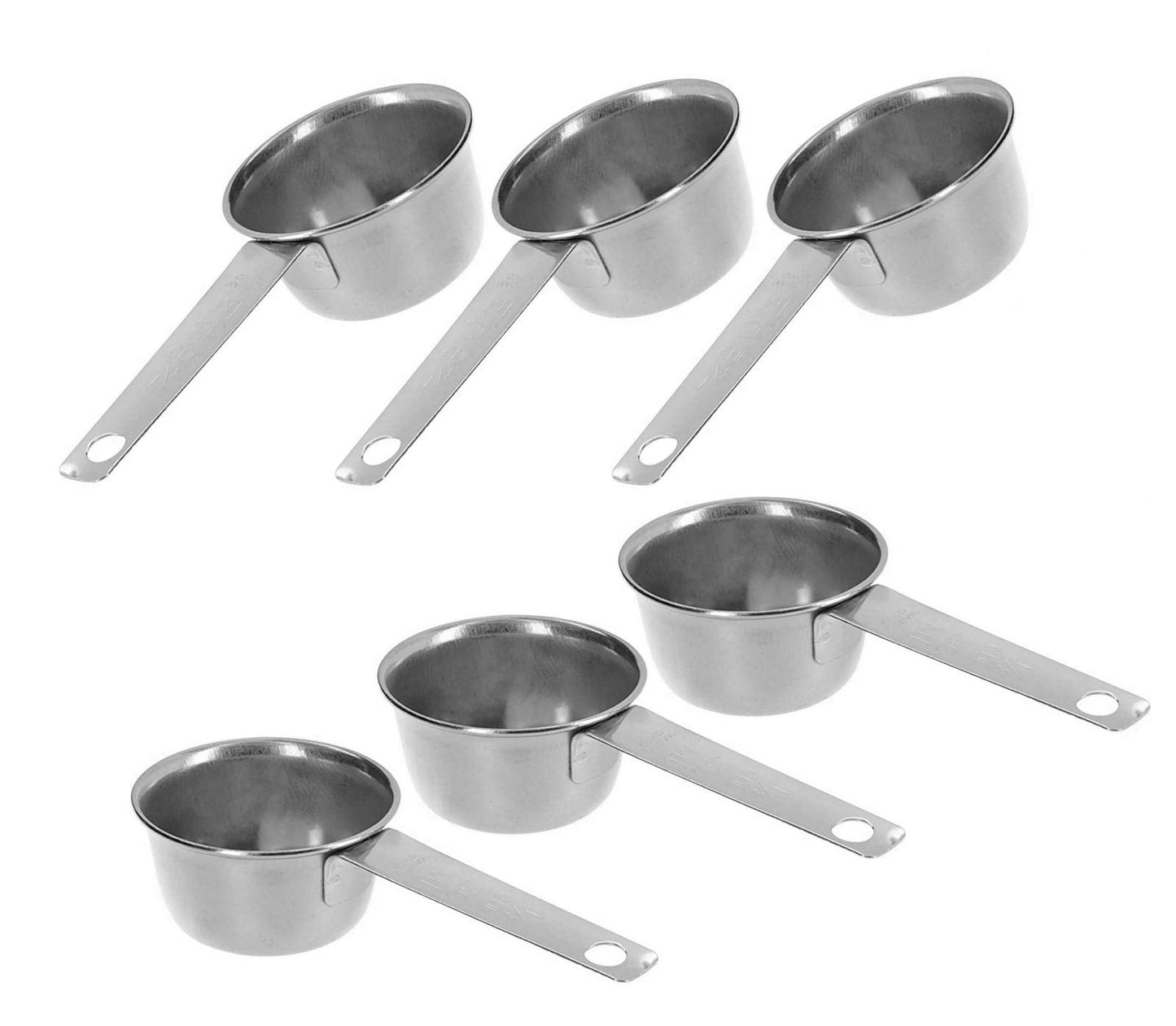 6pc STAINLESS STEEL ALAZCO COFFEE MEASURING SCOOP 1/8 CUP - Kitchen Baking Cooking Measuring Scoop Spice Herbs Salt Sugar Flour Cocoa Protein Powder Keto Cream Scoop