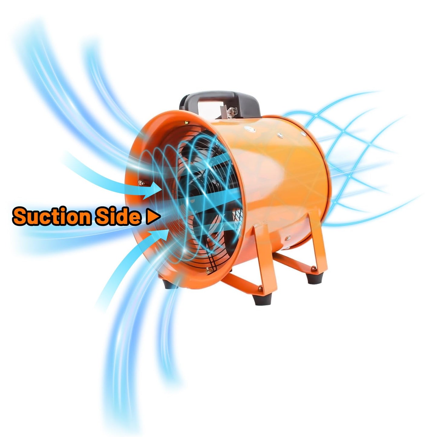 dreamdragon 8" High-Velocity Portable Utility Blower Fan, Industrial Exhaust Fan with 25ft Flexible Duct Hose, 3150 RPM Low-Noise Ventilator for Basements, Workshops, Warehouses, and Confined Spaces