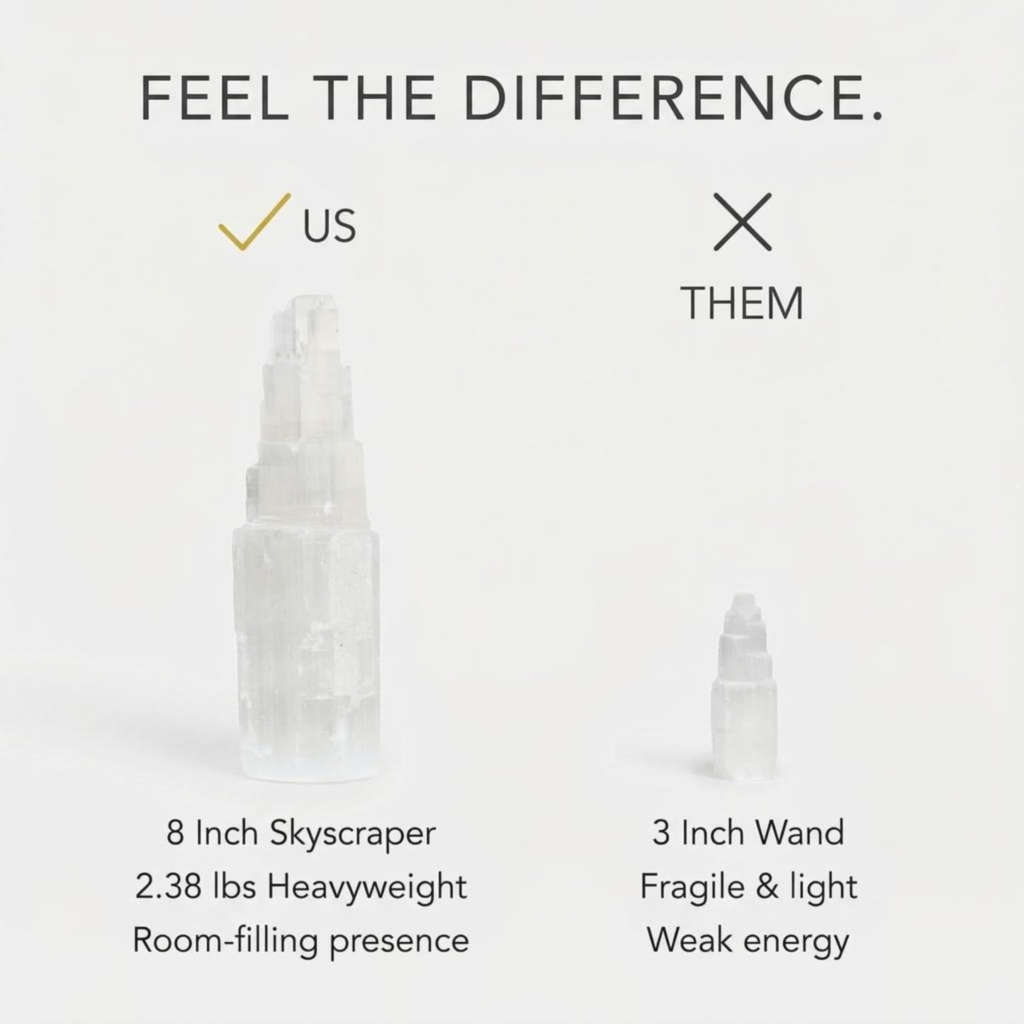 The Chrysalis Stone | Selenite Skyscraper | 8'' Tall | 1 pc | Crystals and Healing Stones, Spiritual Gifts for Women, Reiki, Chakra, Yoga, Meditation Accessories