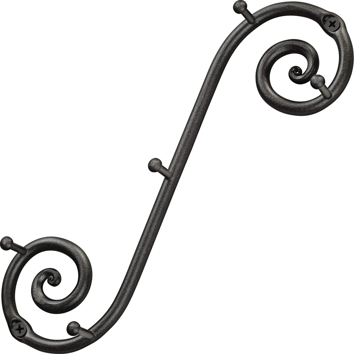 RTZEN Farmhouse Small Key Holder for Wall - Handcrafted Swirl Decorative 5 Key Hooks for Home Entryway - Wrought Iron Wall Mount Rack Purse Coat and Leash Holder or Organizer (Vertical Black)