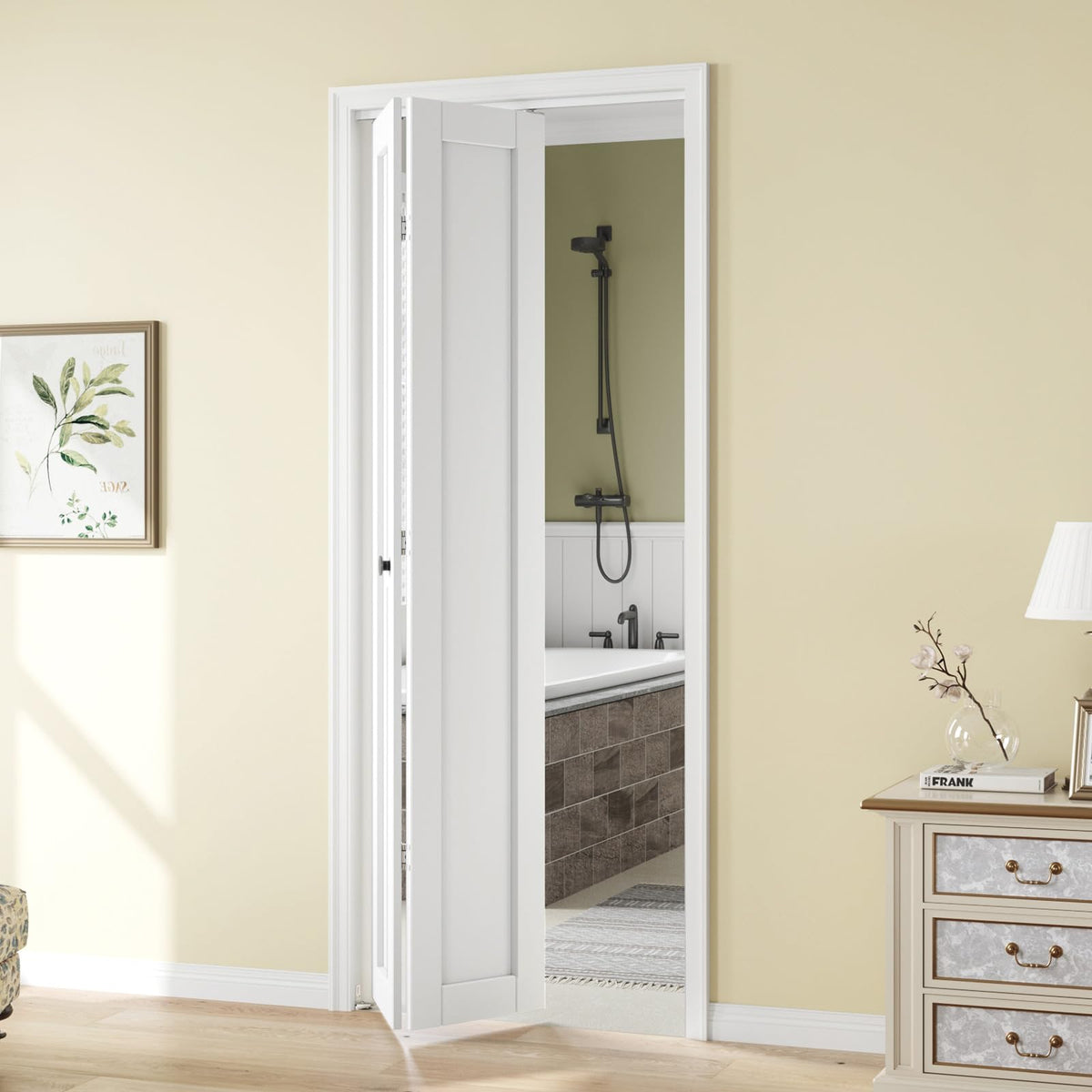 Roymelo Bifold Doors for 30"x 80" Opening,1-Panel Sliding Interior Closet Folding Barn Door Slab with Concealed Hardware Kit,MDF Wood Panel,White Water-Proof PVC Surface,Preassembled,Easy Installation