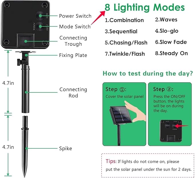 2 Pack 480 LED Solar Chrismas Lights Outdoor, 170 FT Solar String Lights for Outside with 8 Modes & Memory Function, Waterproof Twinkle Light for Xmas Tree Party Decorations (Warm White & Multicolor)